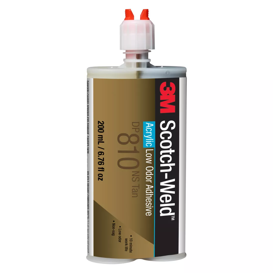 3M™ Scotch-Weld™ Low Odor Acrylic Adhesive DP810NS, Tan, 200 mL Duo-Pak,
12/case