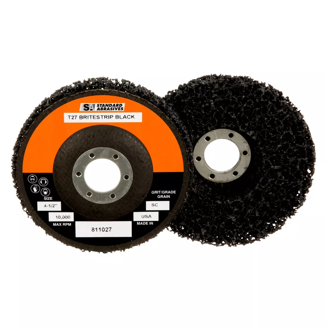 Standard Abrasives™ Type 27 Cleaning Disc 811027, 4-1/2 in x 1/2 in x
7/8 in, 5 per inner 50 per case