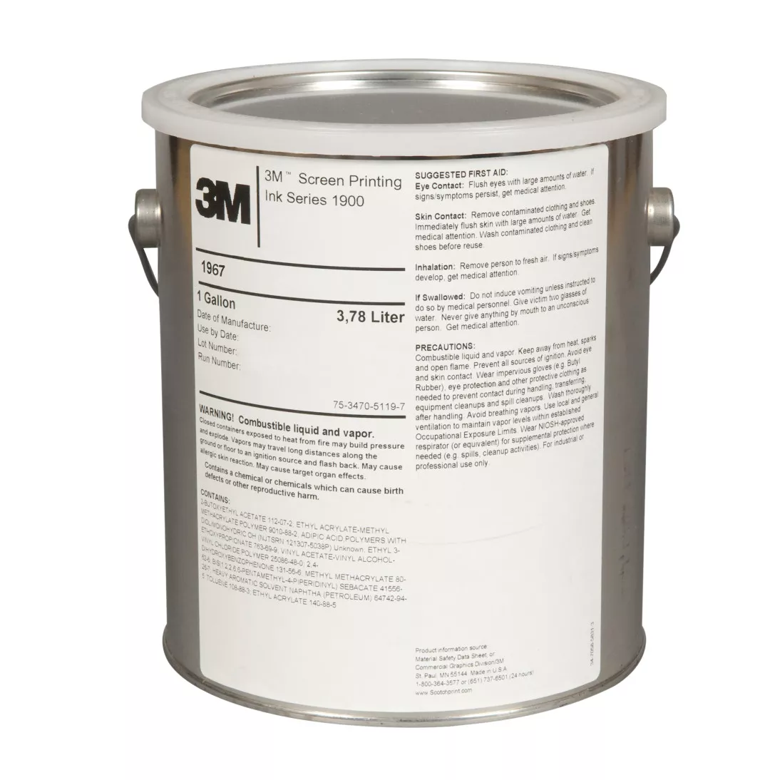 3M™ Screen Printing Ink 1967, Magenta, 1 Gallon Container