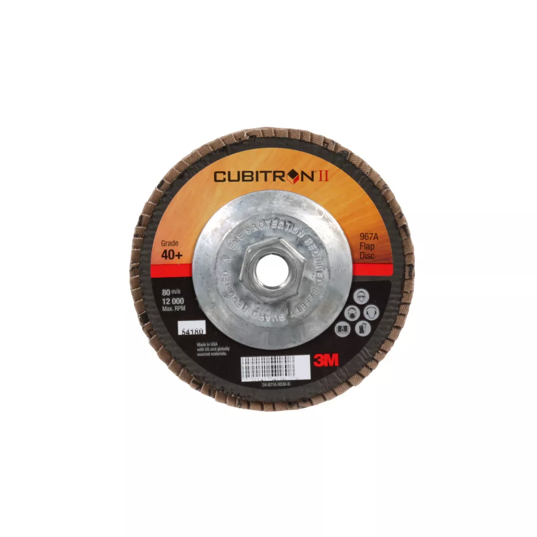 3M™ Cubitron™ II Flap Disc 967A, 40+, T29 Quick Change, 5 in x 5/8