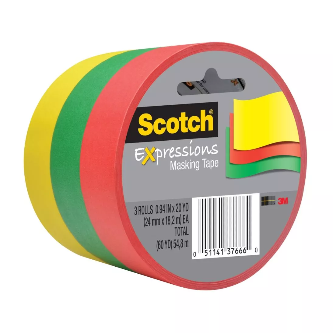 Scotch® Expressions Masking Tape 3437-3PRM, 3PK Primary