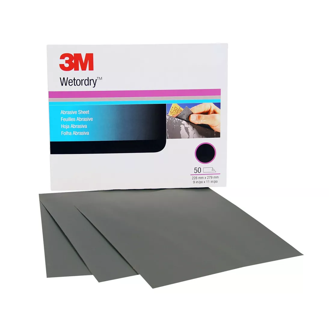 3M™ Wetordry™ Abrasive Sheet, 02042, P240, 9 in x 11 in, 50 sheets per
carton, 5 cartons per case
