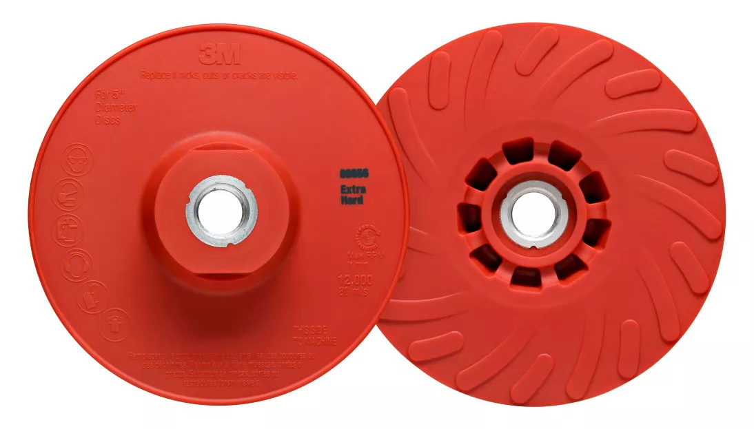 3M™ Disc Pad Face Plate Ribbed, 88656, Extra Hard, Red, 5 in, One Piece, 10 ea/Case