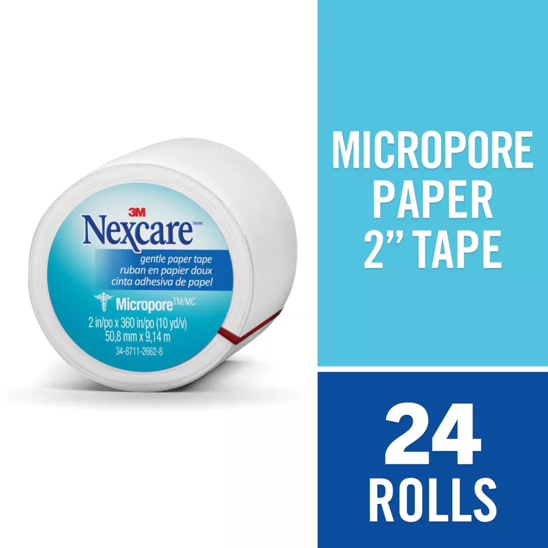 Nexcare™ Micropore™ Paper First Aid Tape, 530-P1/2, 2 in x 10 yds,
Wrapped