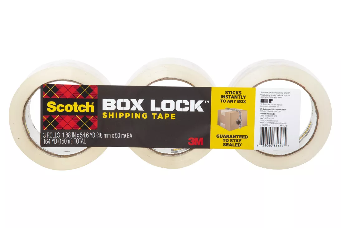 Scotch® Shipping Packaging Tape 3950-3, 1.88 in x 54.6 yd (48 mm x 50 m)