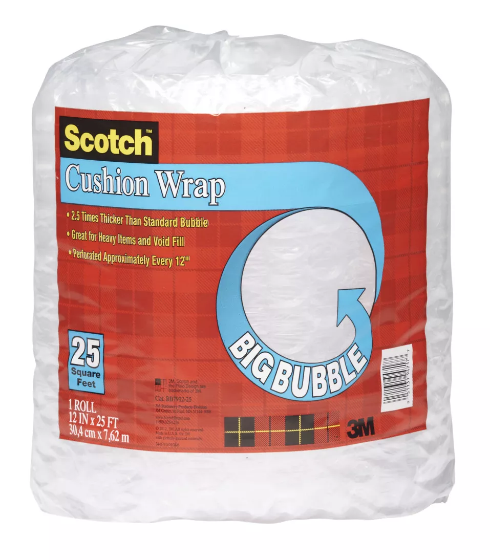 Scotch™ Big Bubble Cushion Wrap, BB7912-25 12 in x 25 ft, 4/Case