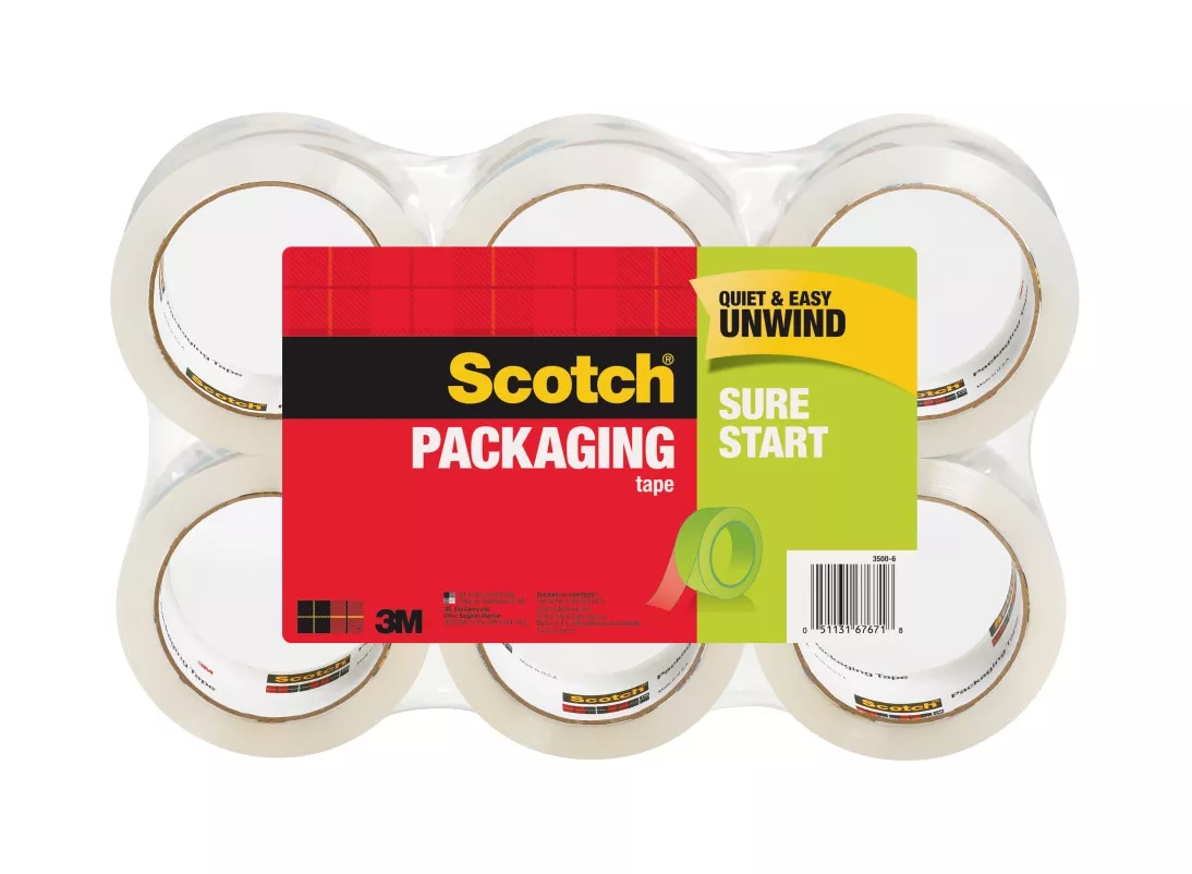 Scotch® Tough Grip Moving Packaging Tape, 3500-6 1.88 in x 54.6 yds (48
mm x 50 m)