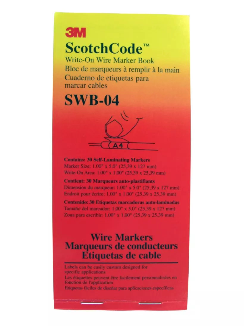 3M™ ScotchCode™ Write-On Wire Marker Book SWB-04, 1 in x 5 in, 5/Case