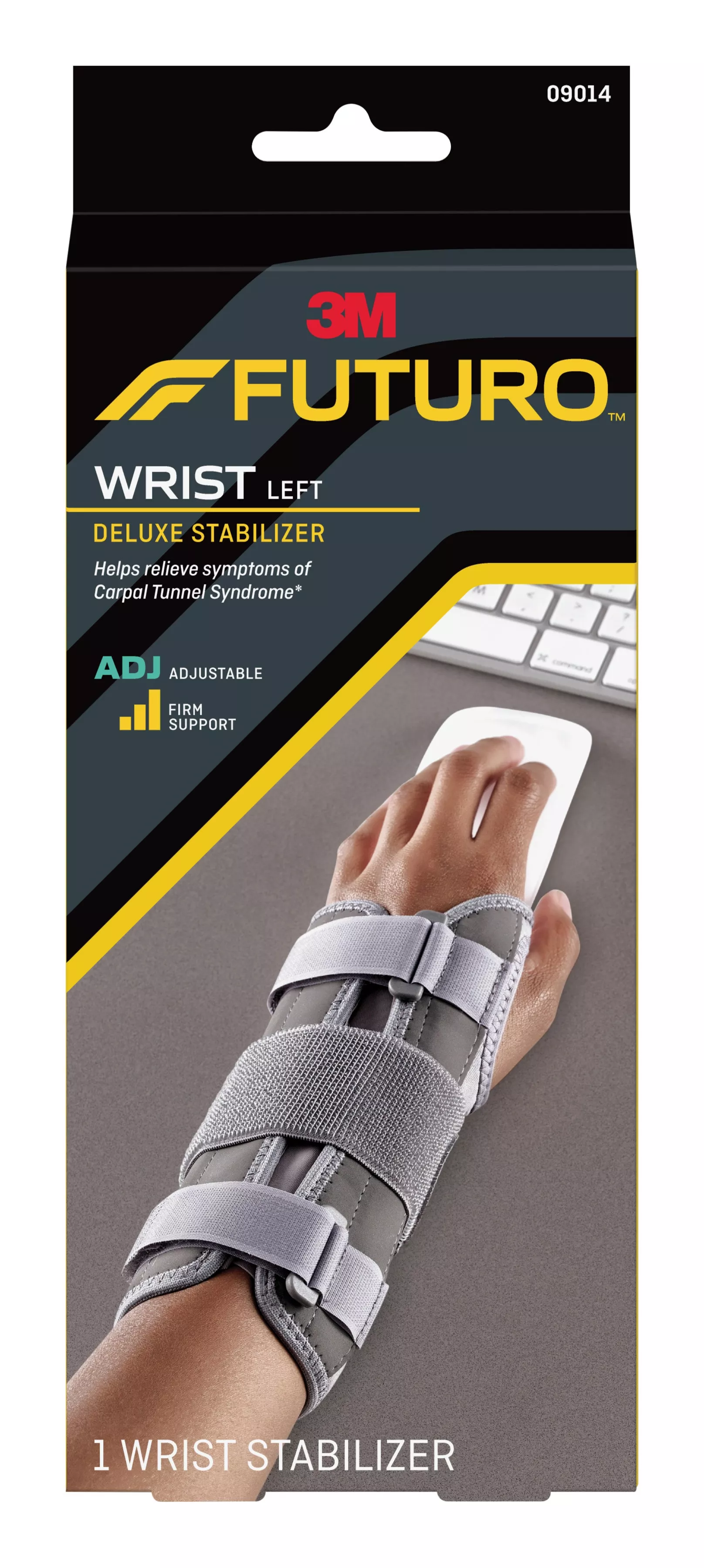 FUTURO™ Deluxe Wrist Stabilizer Left Hand, 09014ENR, Adjustable. Grey