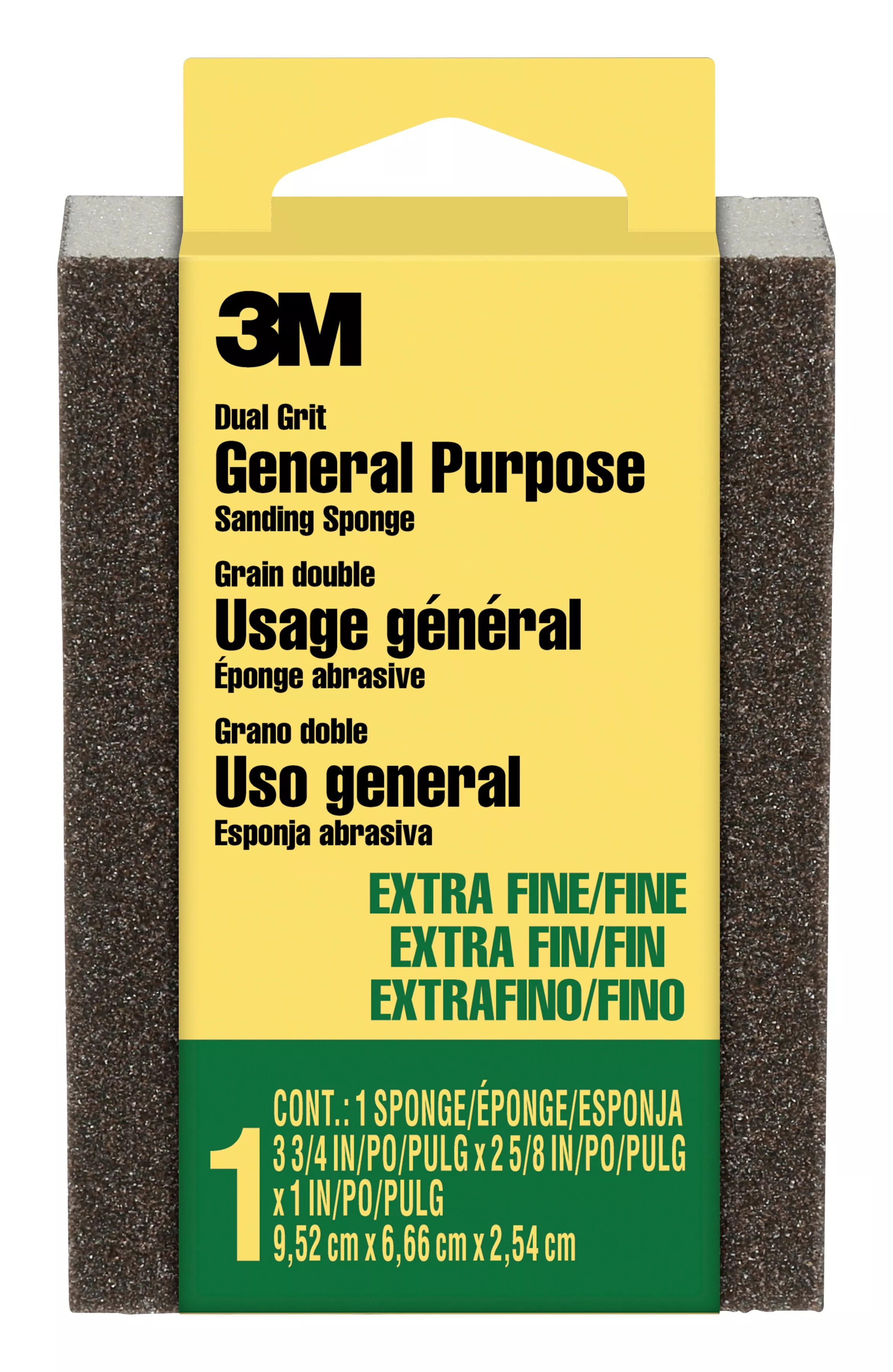 3M™ Sanding Sponge, 907-ESF, Dual Grit Block, 3 3/4 in x 2 5/8 in x 1 in  (9,52 cm x 6,66 cm x 2,54 cm), Extra Fine/Fine, 24 ea/cs
