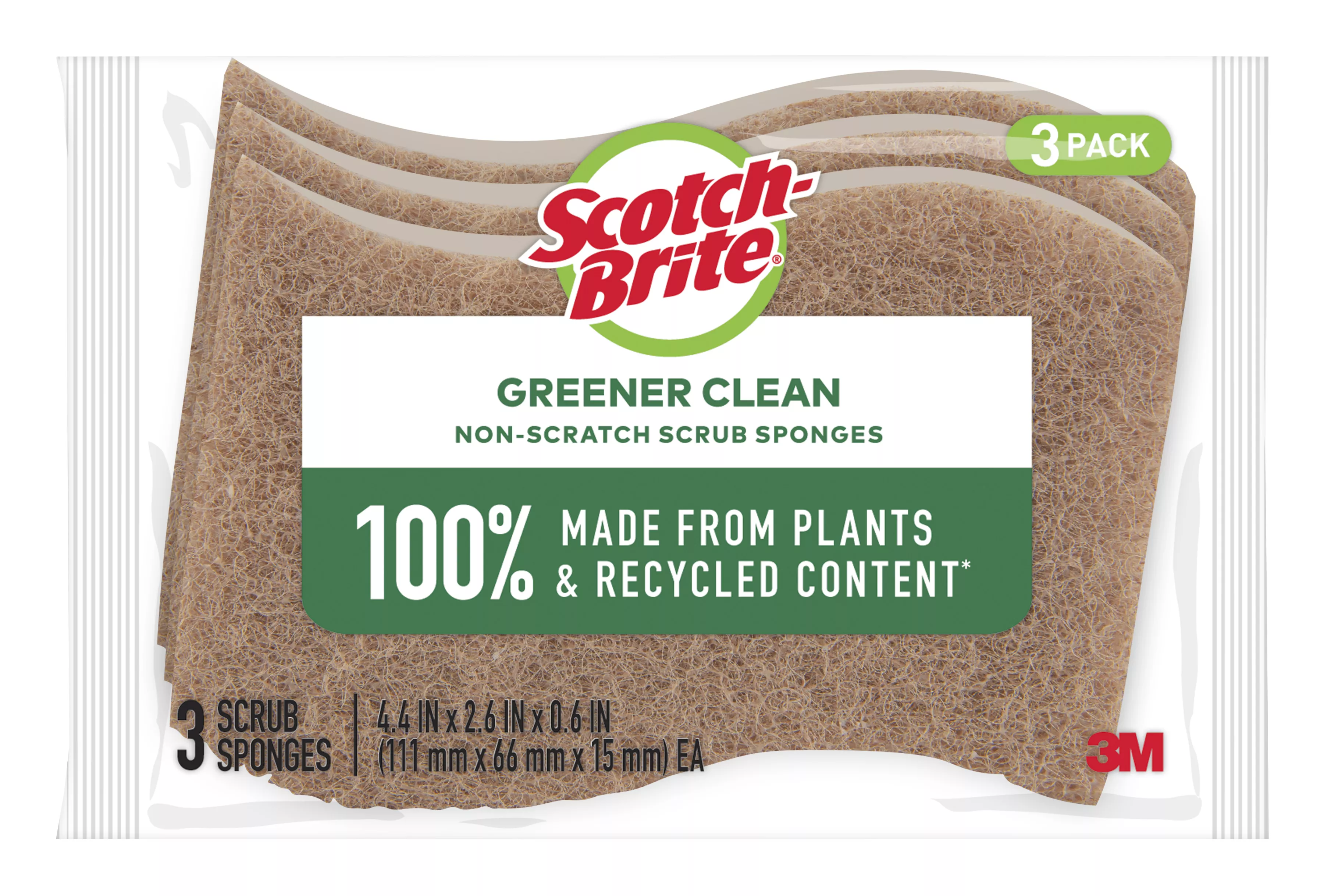 Scotch-Brite® Greener Clean Non-Scratch Scrub Sponge 97033, 8/3