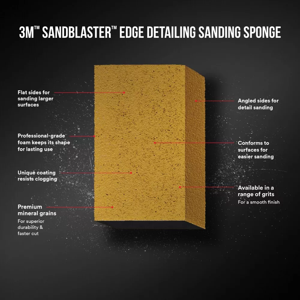 Product Number 9566 | 3M™ SandBlaster™ EDGE DETAILING Sanding Sponge