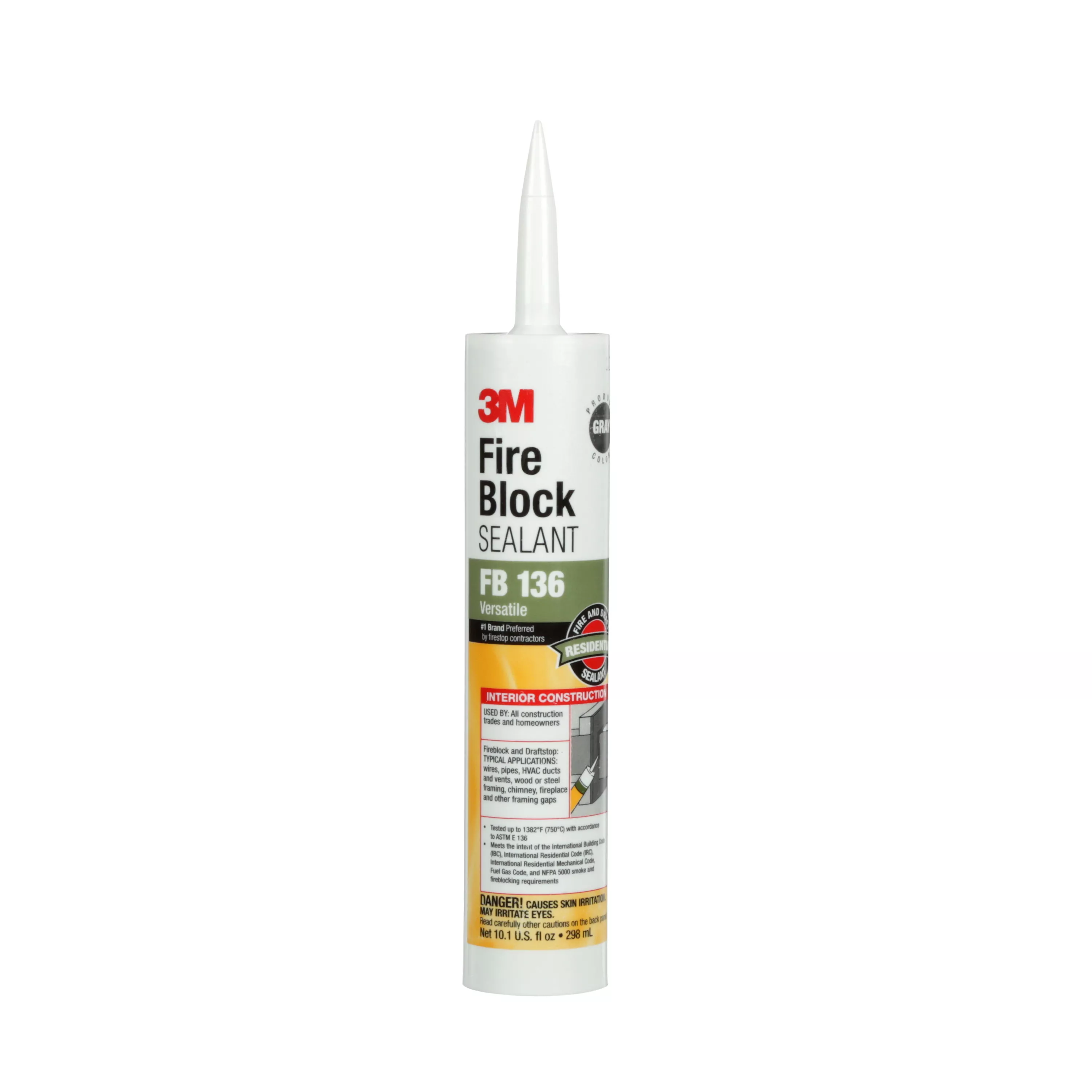 3M™ Fire Block Sealant FB 136, Gray, 10.1 fl oz Cartridge, 12/Case