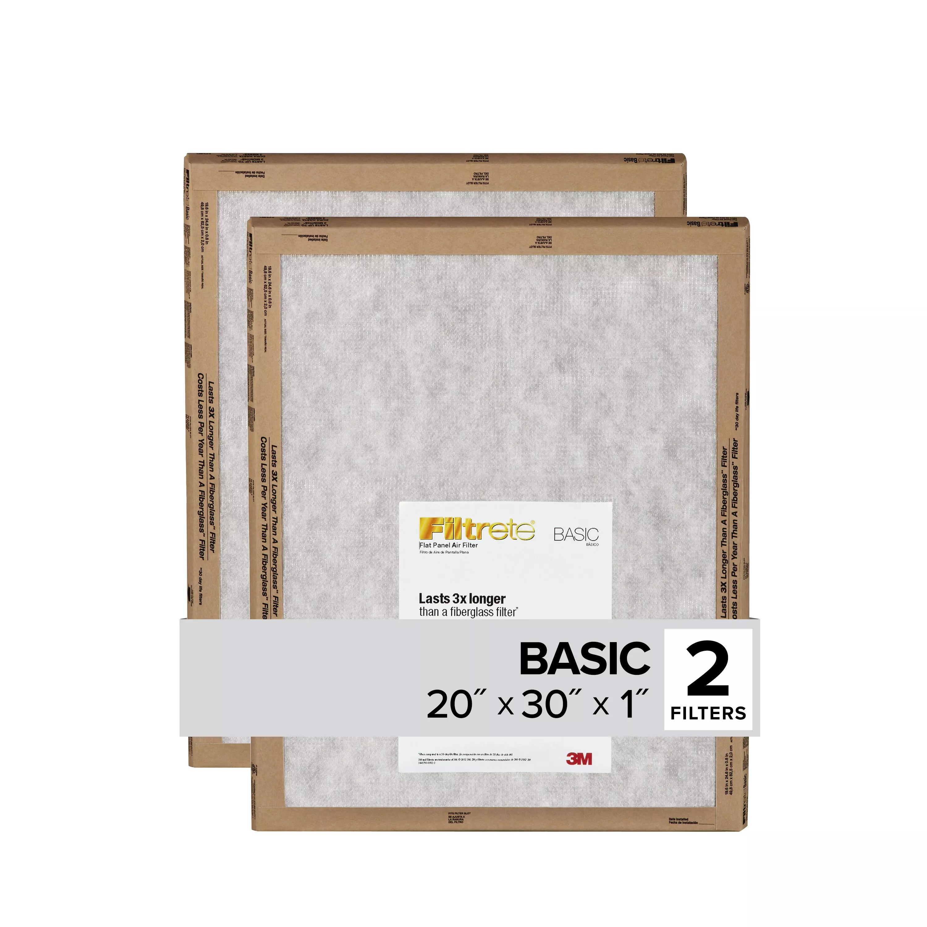 Filtrete™ Flat Panel Air FIlter FPL22-2PK-24, 20 in x 30 in x 1 in (50.8 cm x 76.2 cm x 2.5 cm)