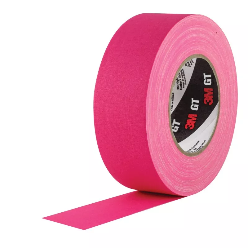 3M™ Premium Matte Cloth (Gaffers) Tape GT2, Fluorescent Pink, 48 mm x 50
m, 11 mil, 24/Case