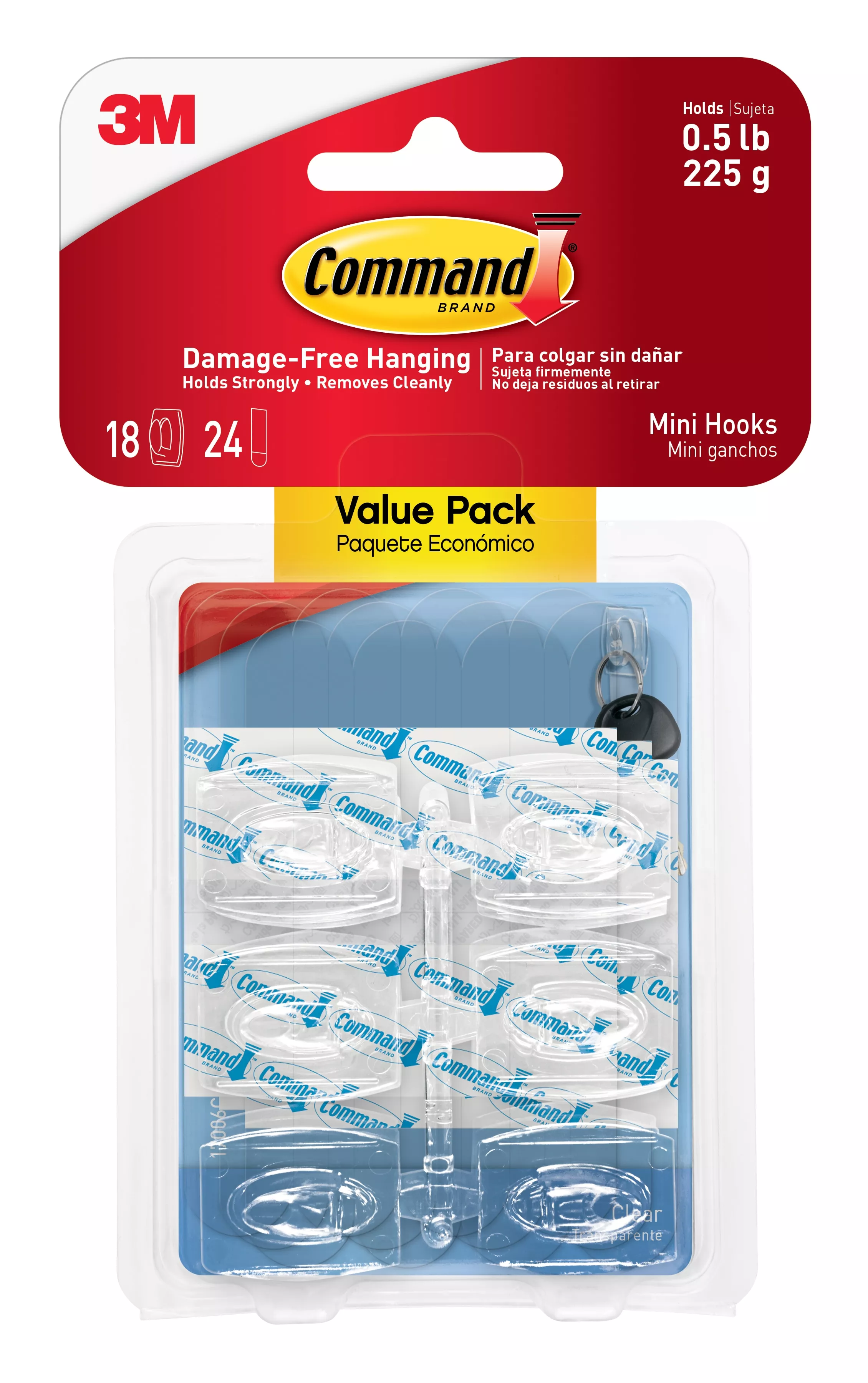 Command™ Mini Clear Hooks 17006CLR-18ES
