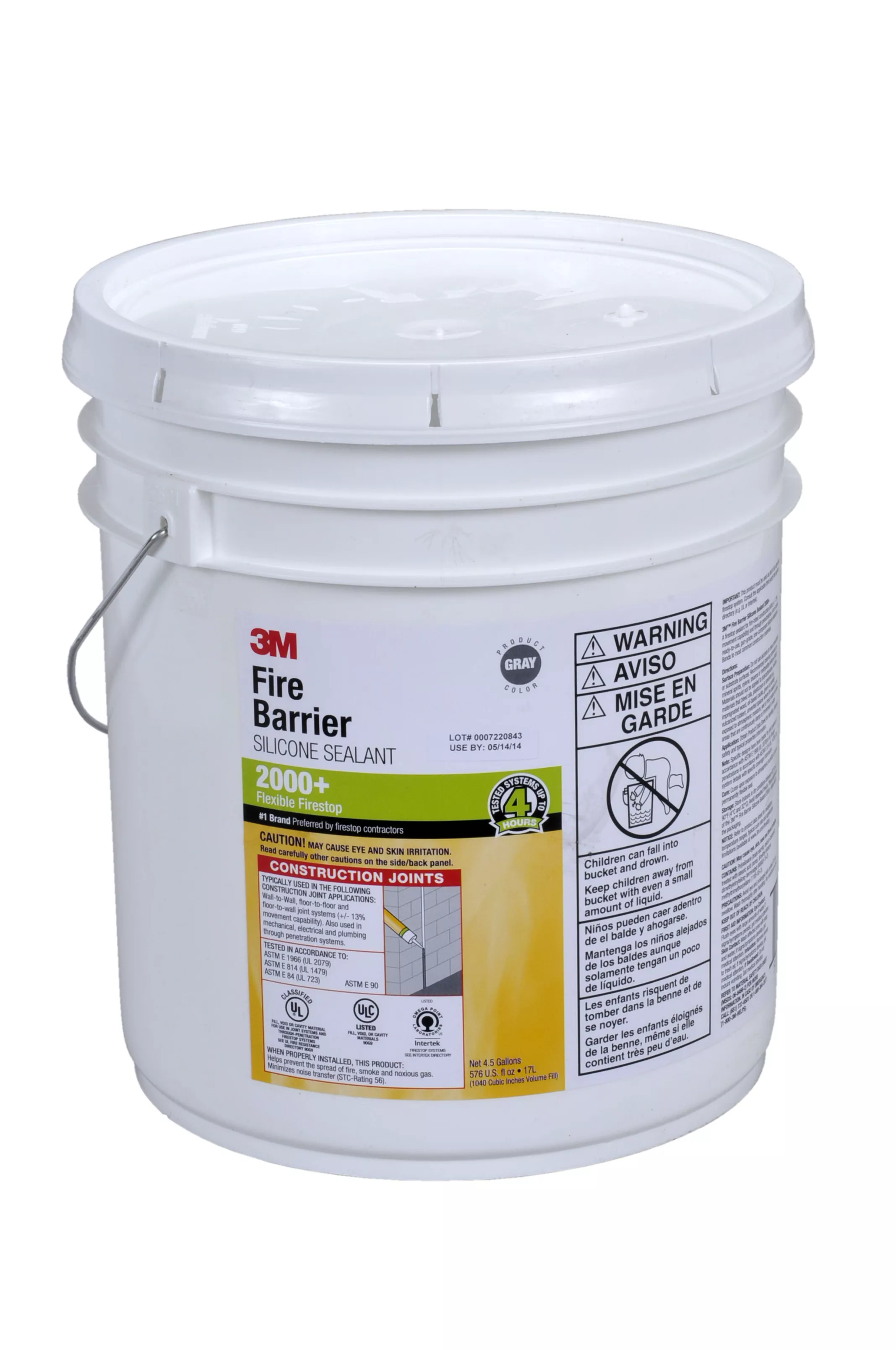3M™ Fire Barrier Silicone Sealant 2000+, Gray, 4.5 Gallon (Pail), Drum