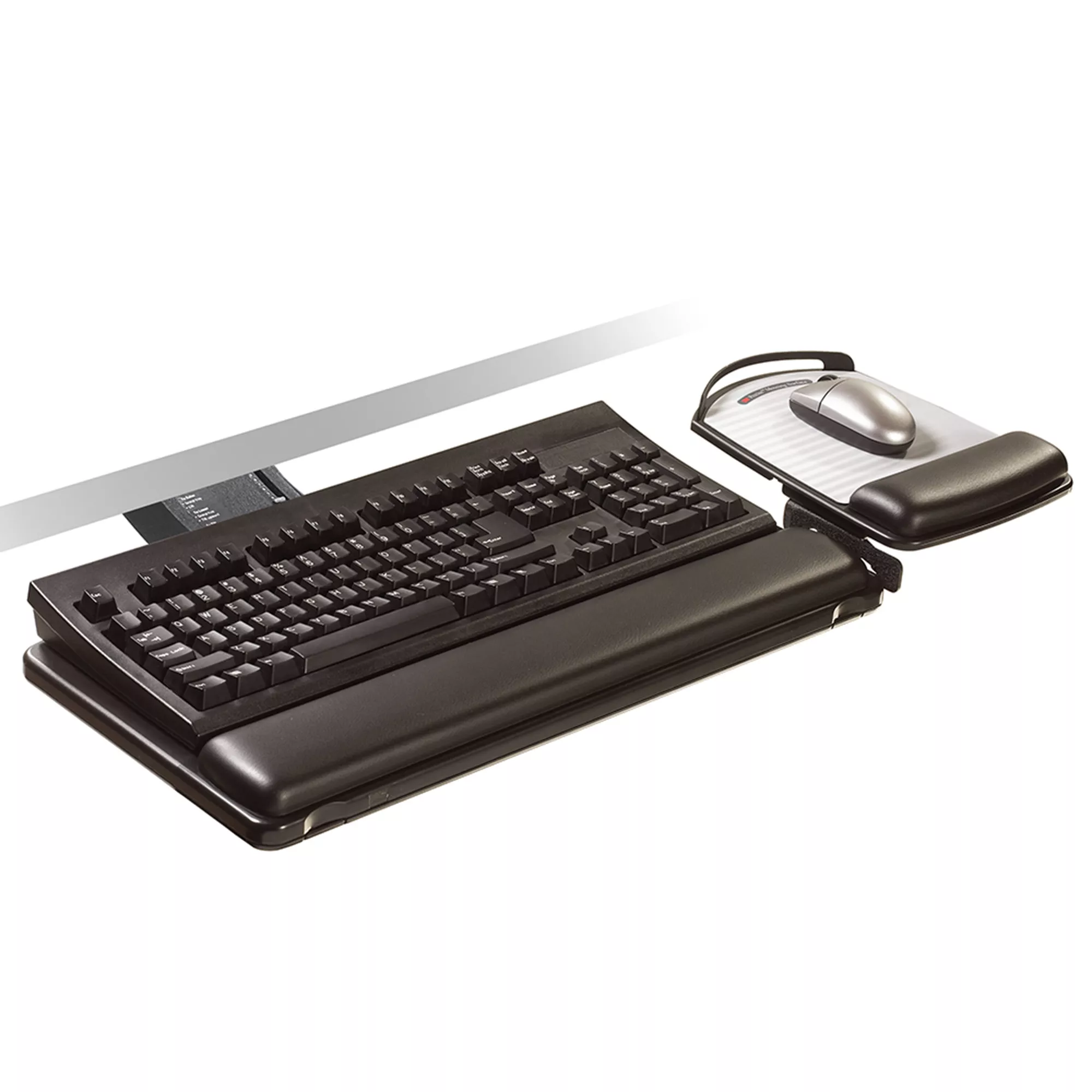 3M™ Sit/Stand Easy Adjust Keyboard Tray with Adjustable Keyboard and
Mouse Platform, 23 in Track, AKT180LE