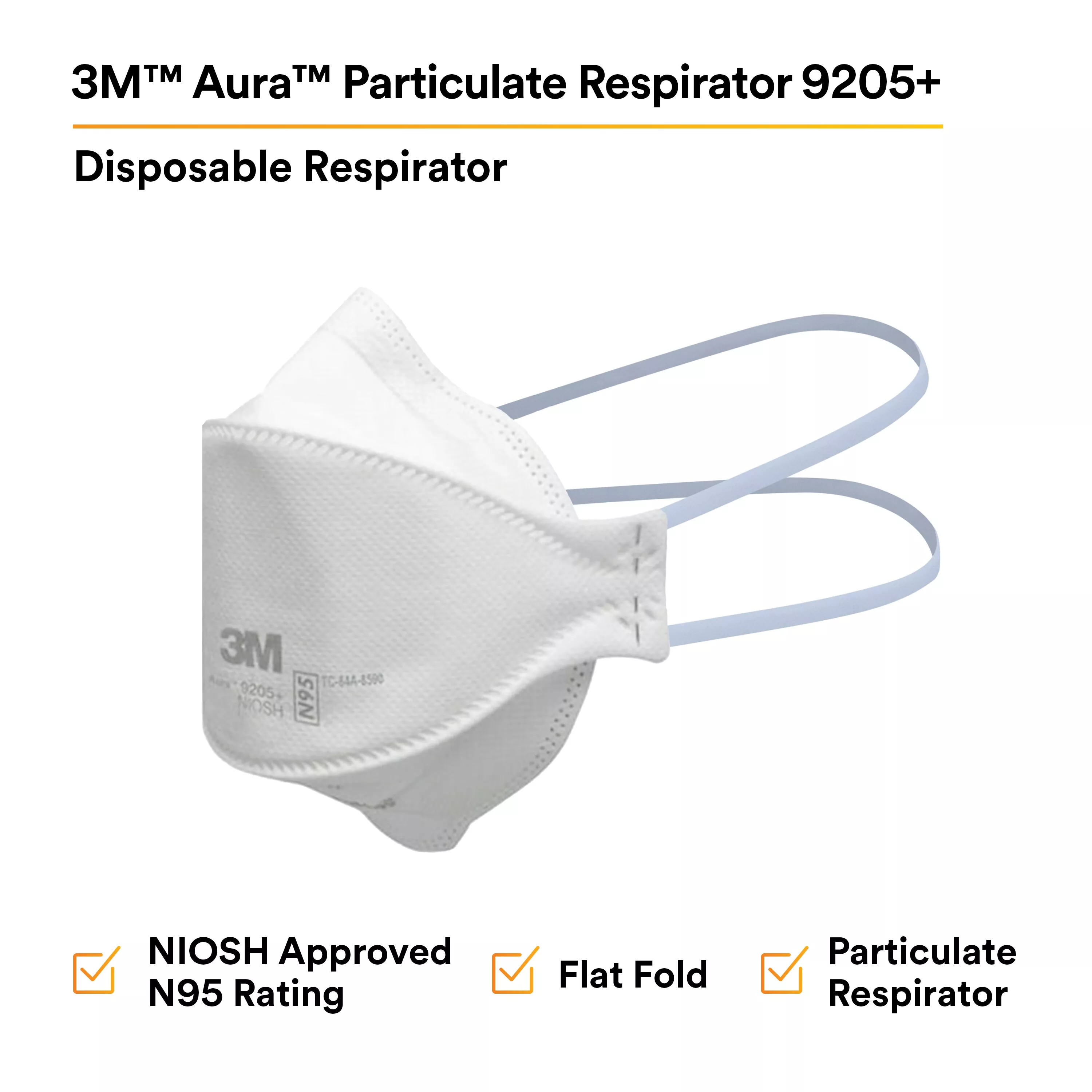 SKU 7100232219 | 3M™ Aura™ Particulate Respirator 9205+