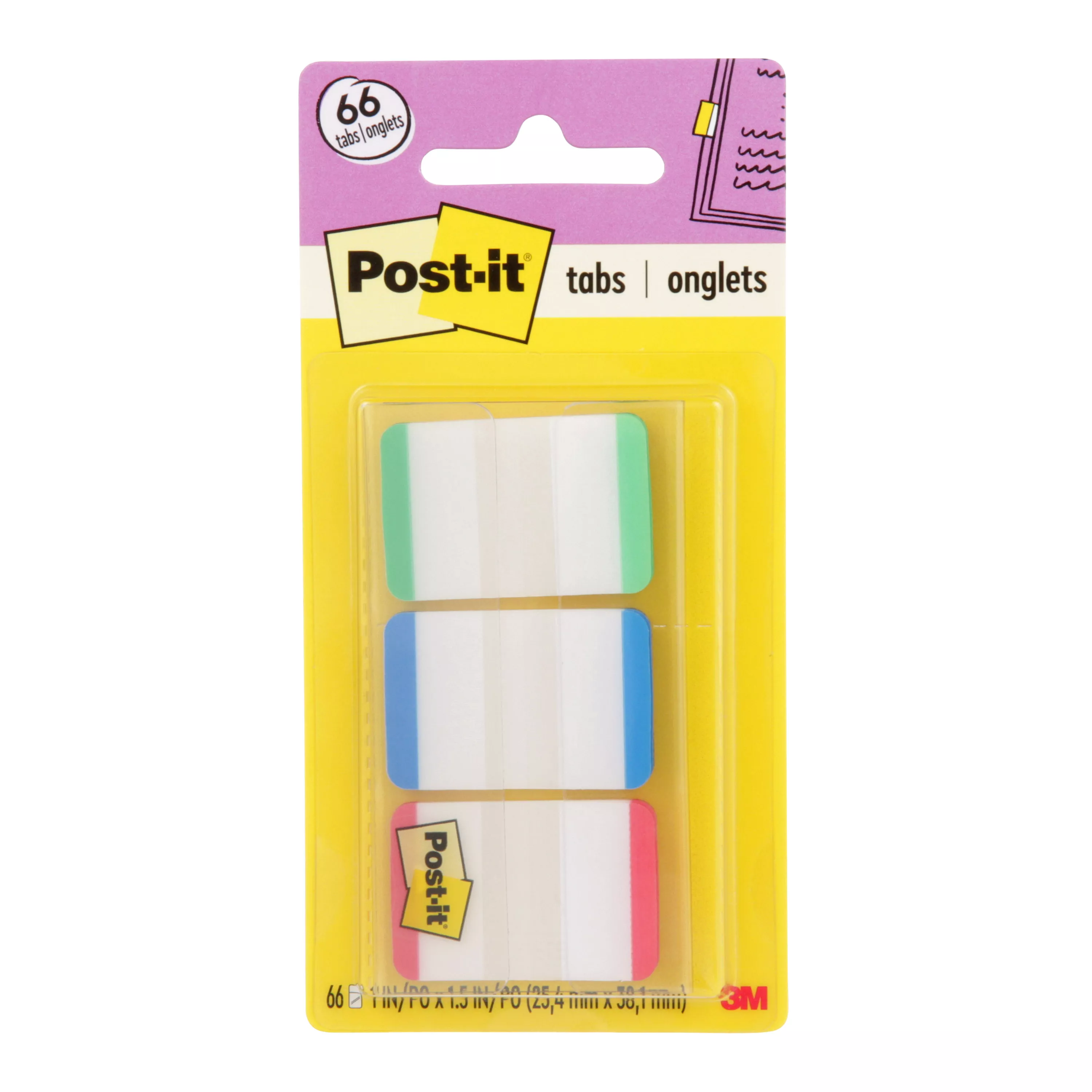 Post-it® Durable Tabs 686L-GBR, 1 in. x 1.5 in. Green, Blue, Red 22 Tabs
Pad