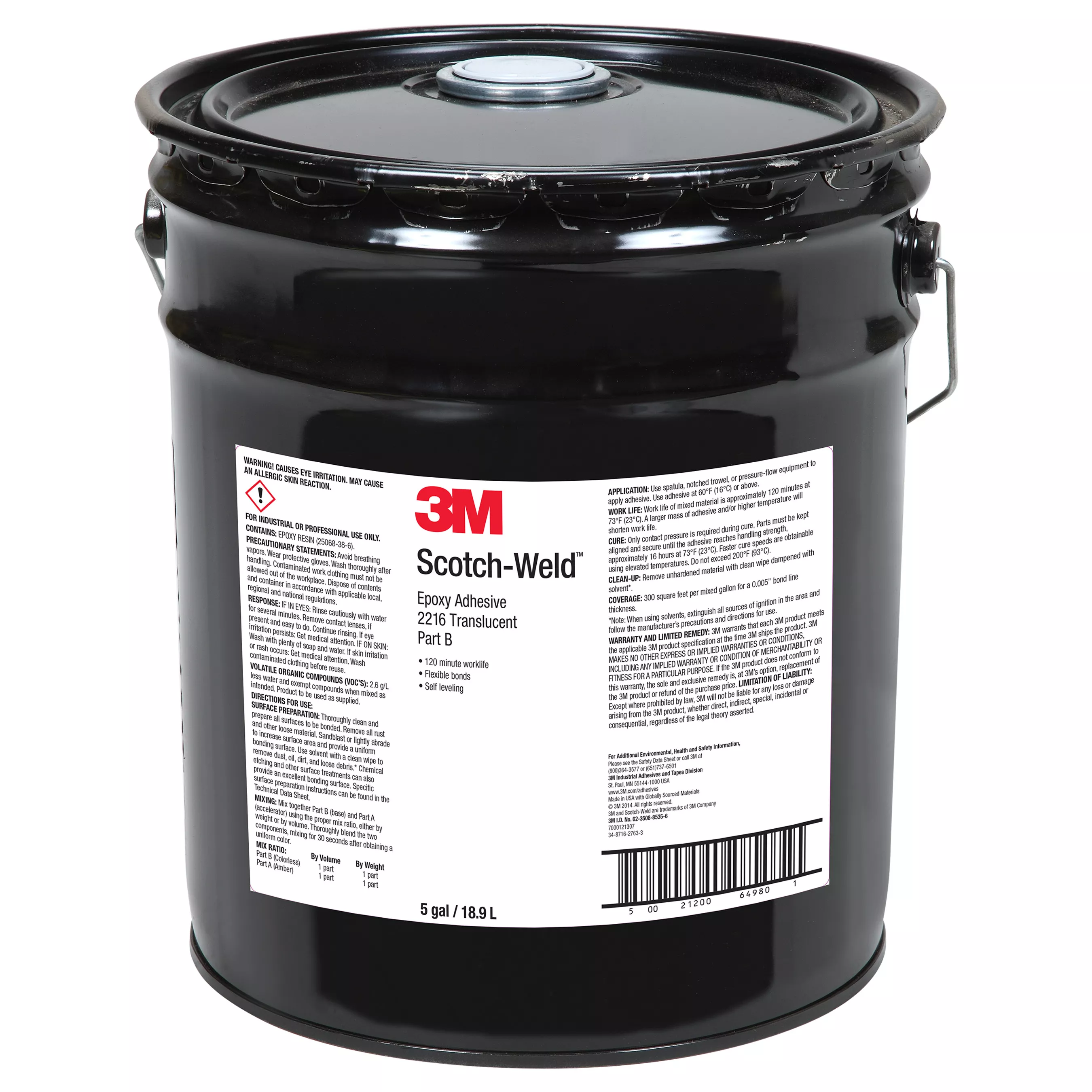 3M™ Scotch-Weld™ Epoxy Adhesive 2216, Translucent, Part B, 5 Gallon Pour
Spout (Pail), 1 Can/Drum
