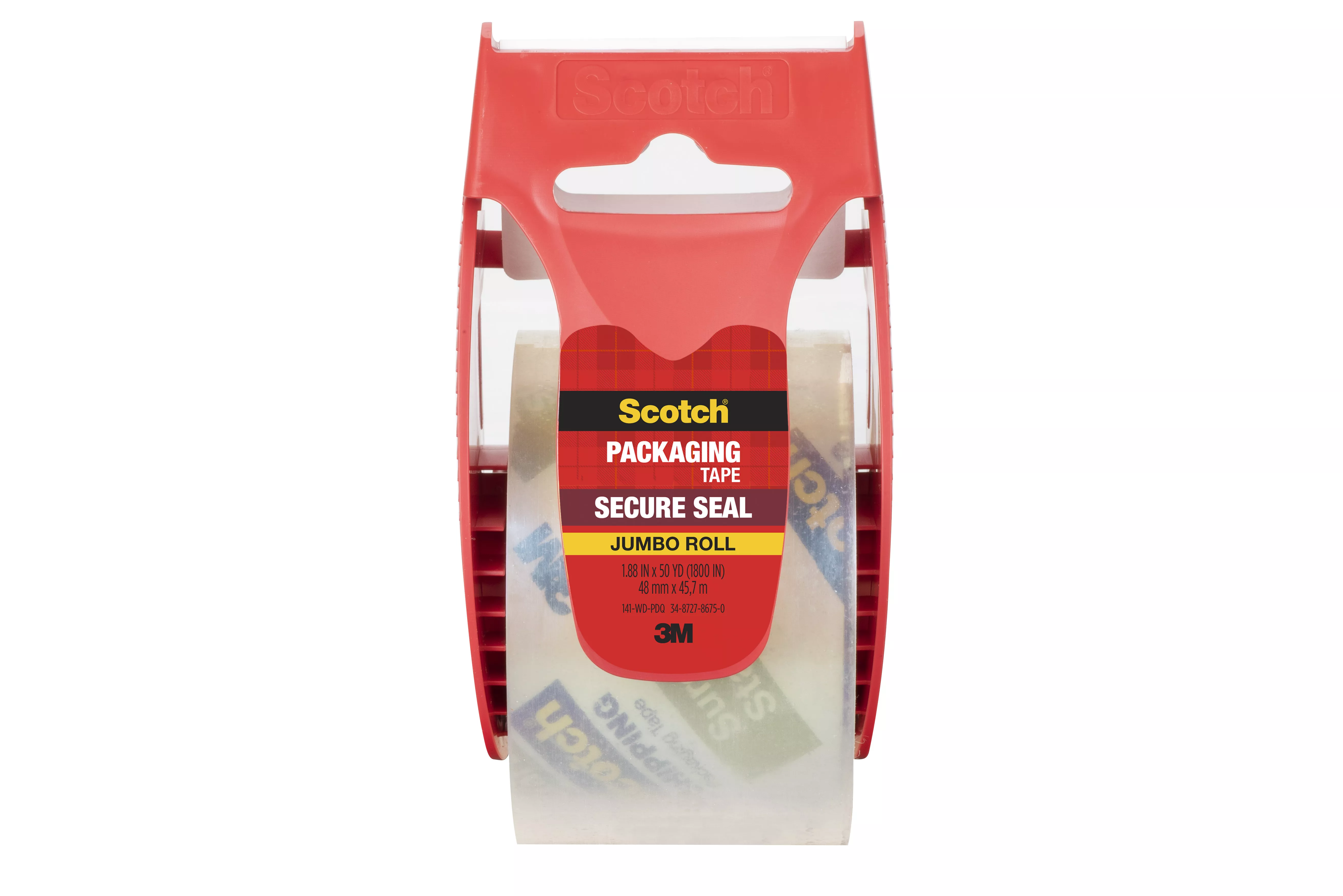 Scotch® Secure Seal Packaging Tape 141-500, 1.88 in x 500 in (48 mm x 12.7 m)