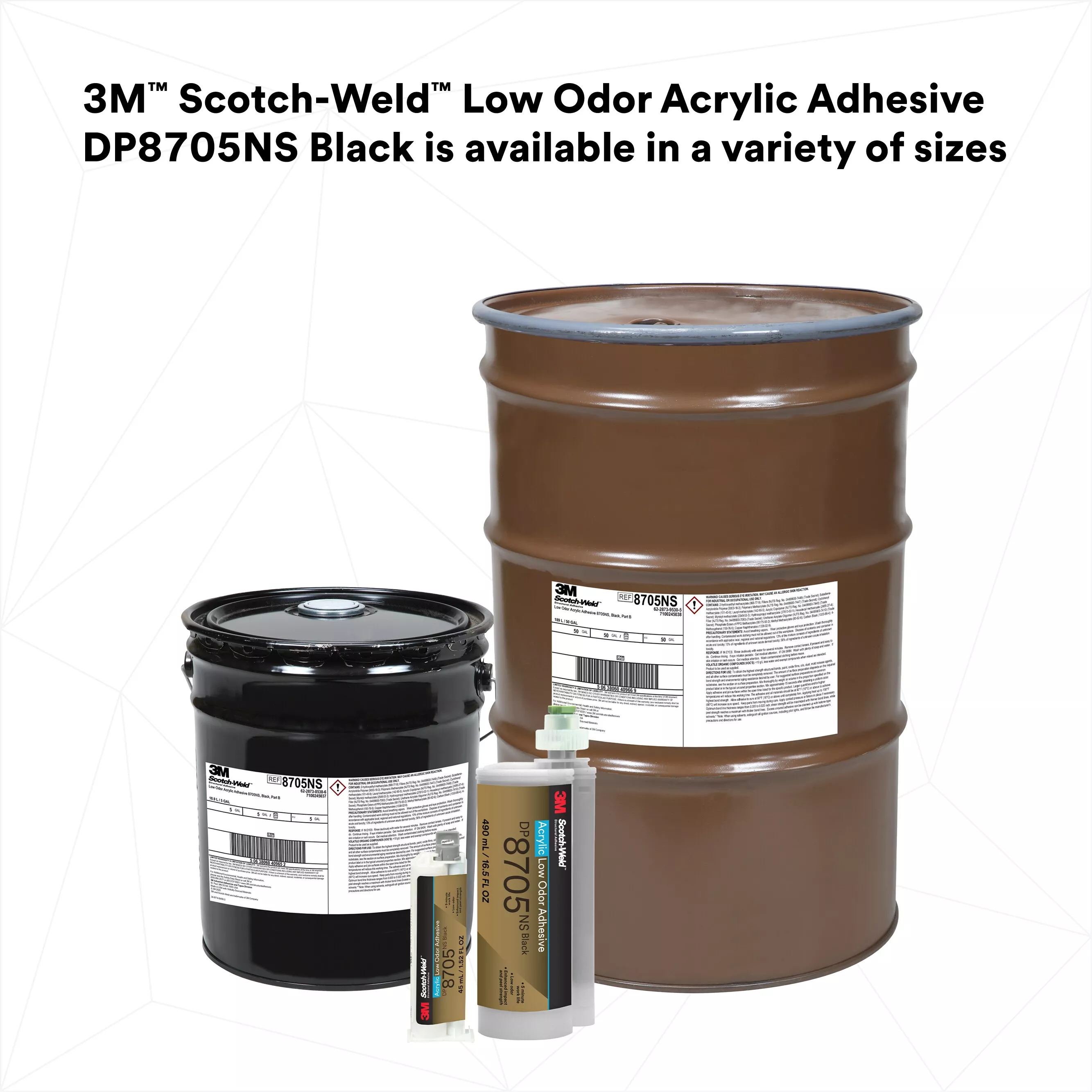 SKU 7100245039 | 3M™ Scotch-Weld™ Low Odor Acrylic Adhesive DP8705NS