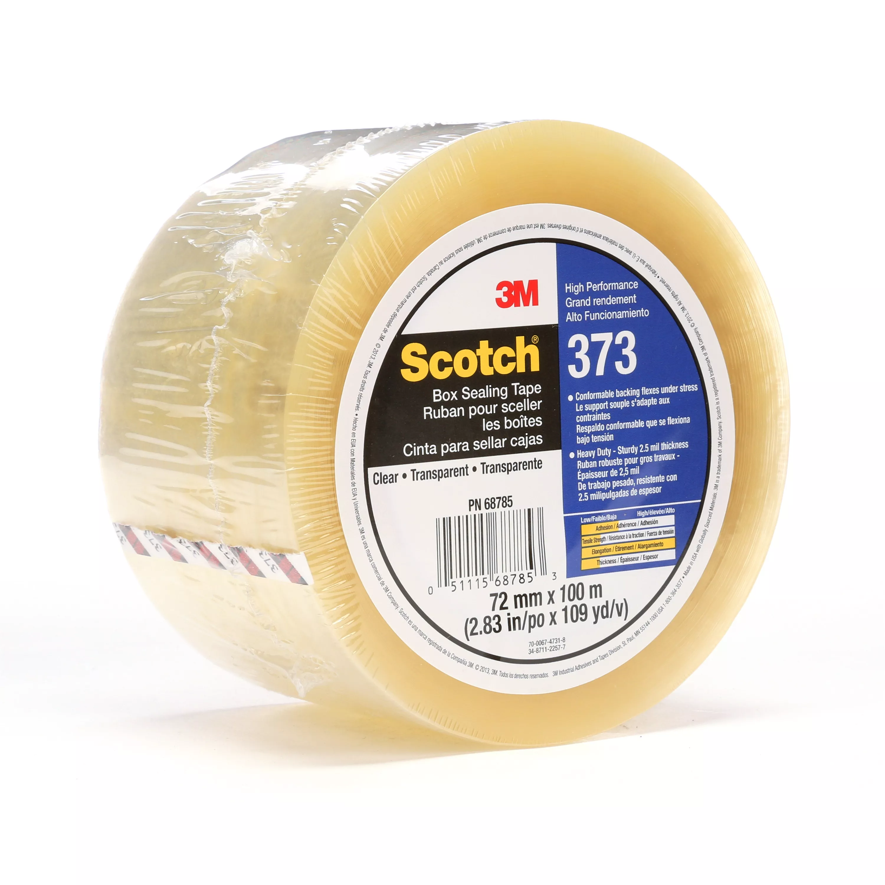 Scotch® Box Sealing Tape 373, Clear, 72 mm x 100 m, 24/Case,
Individually Wrapped Conveniently Packaged