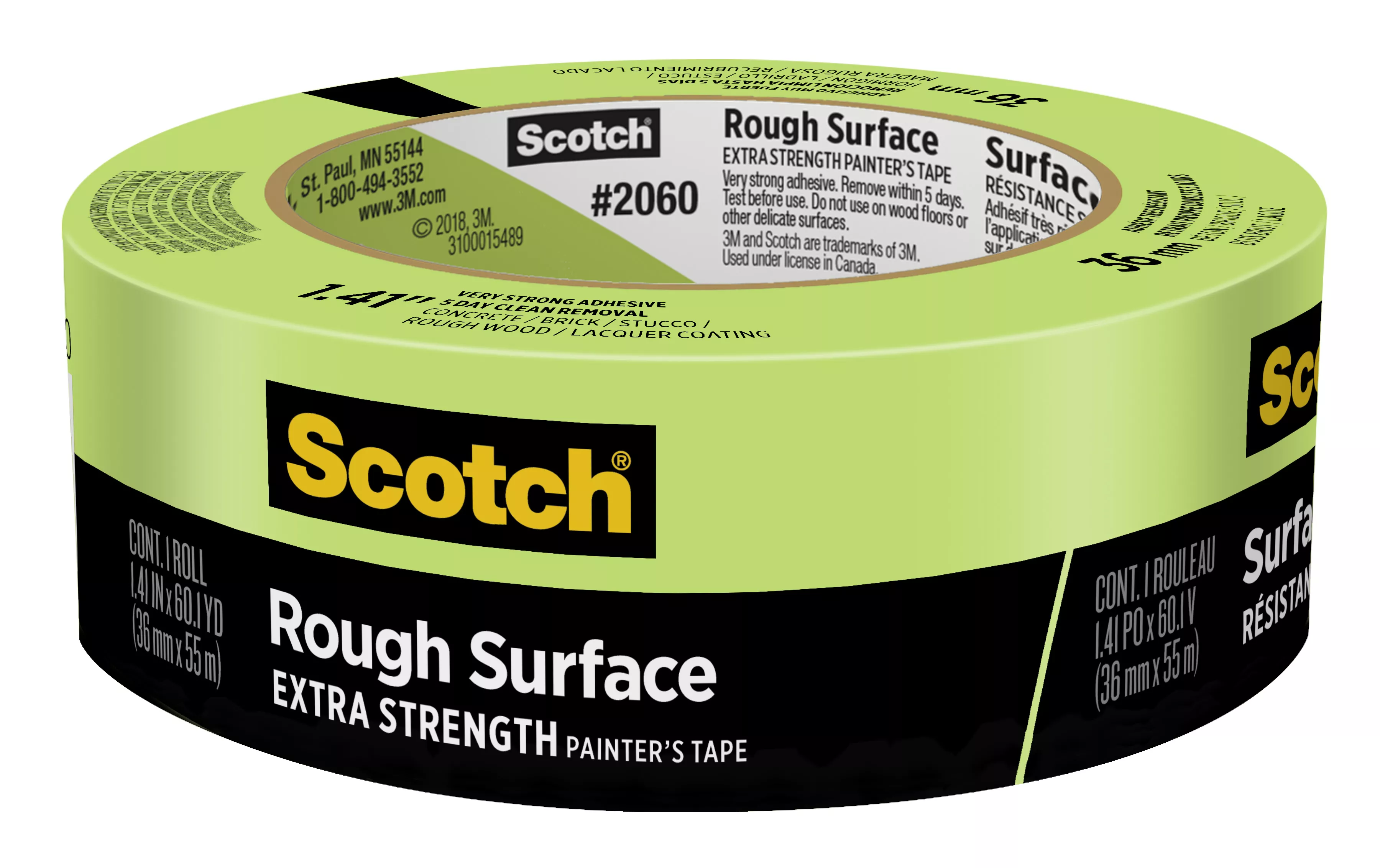 Scotch® Rough Surface Painter's Tape 2060-36AP, 1.41 in x 60.1 yd (36mm
x 55m)