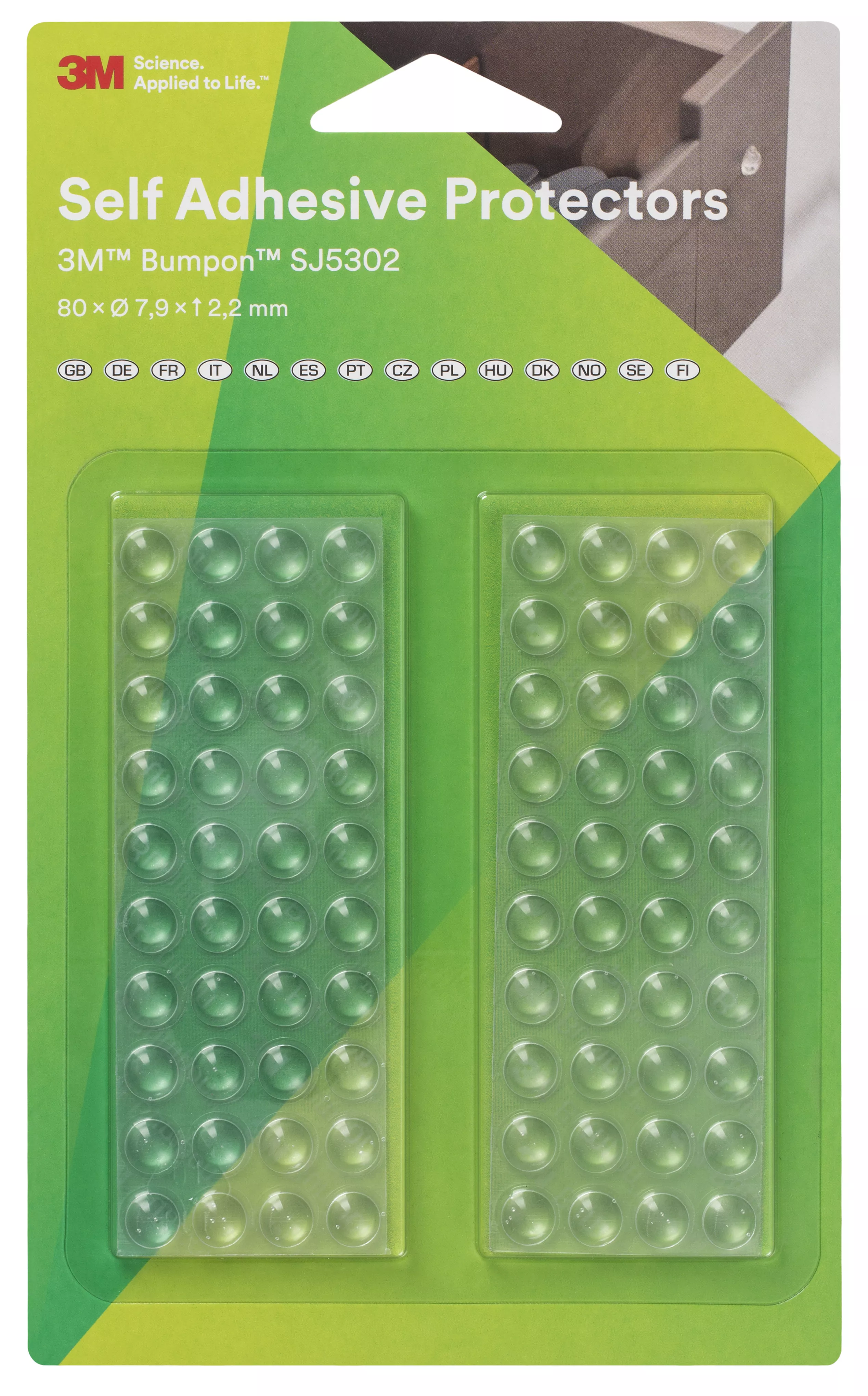 3M™ Bumpon™ SJ5302Bl Elastic Buffer Mini-Pack, Transparent, 80 Pieces,
7.9 x 2.2 mm, 18 Pack/Case