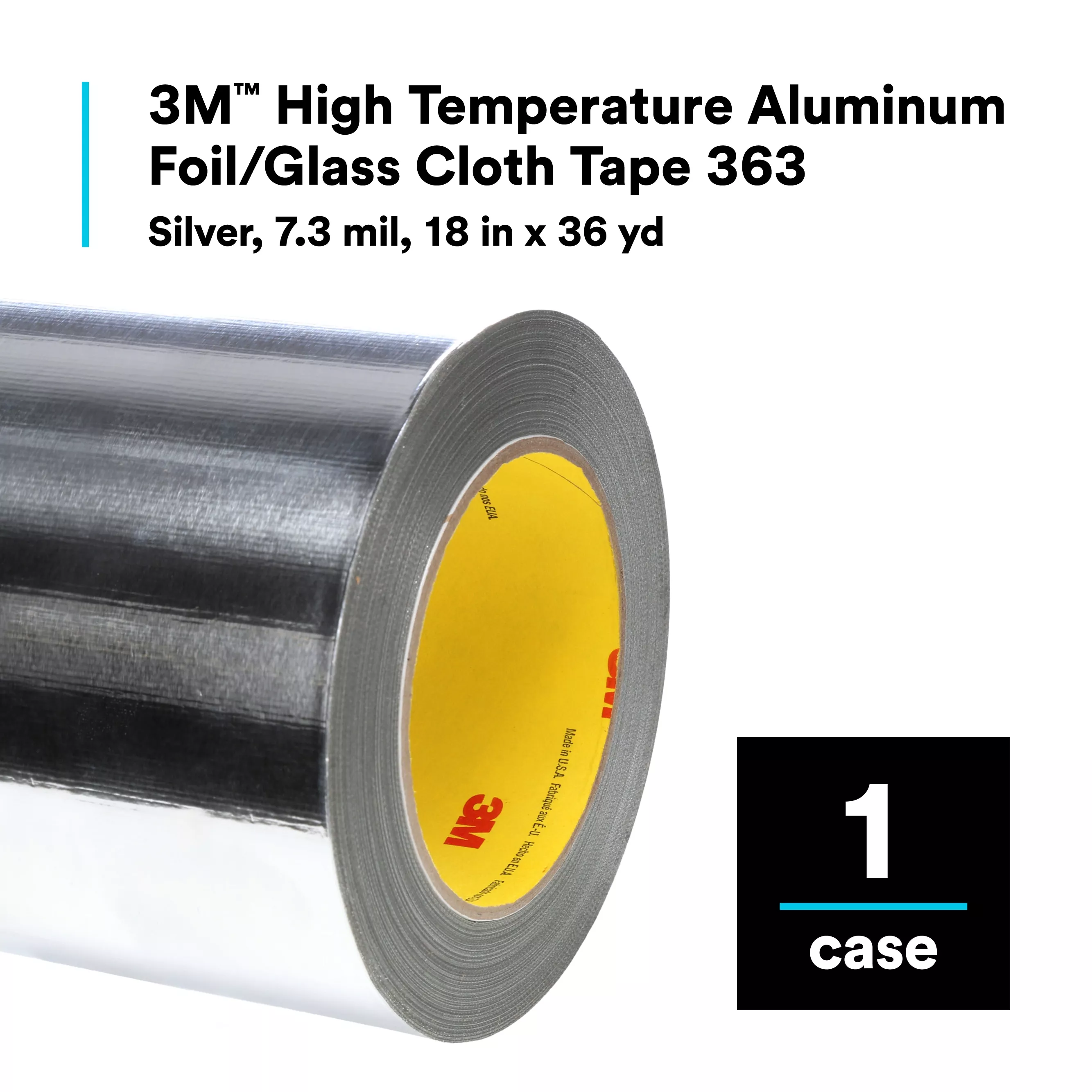 SKU 7000001220 | 3M™ High Temperature Aluminum Foil Glass Cloth Tape 363