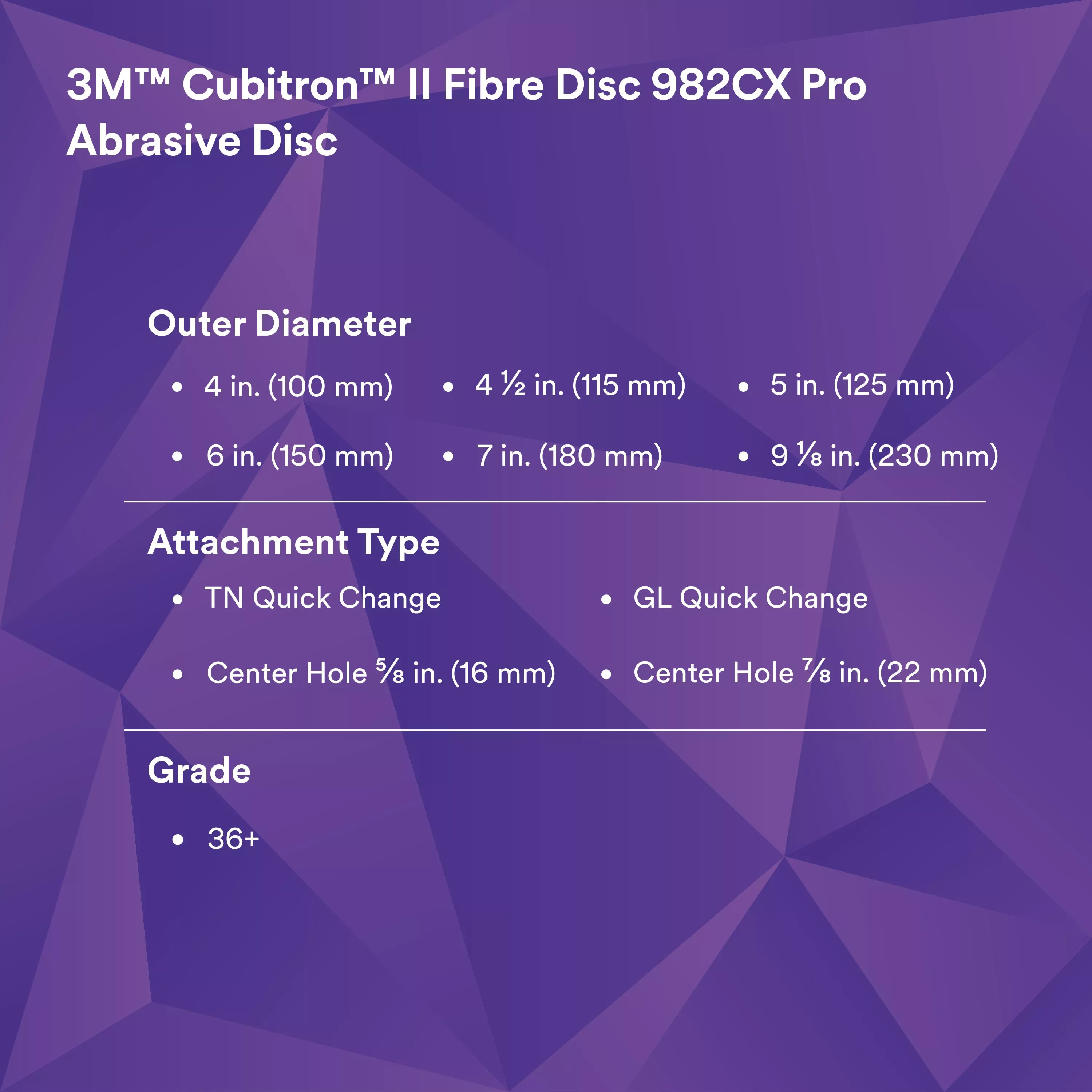 SKU 7100242967 | 3M™ Cubitron™ II Fibre Disc 982CX Pro