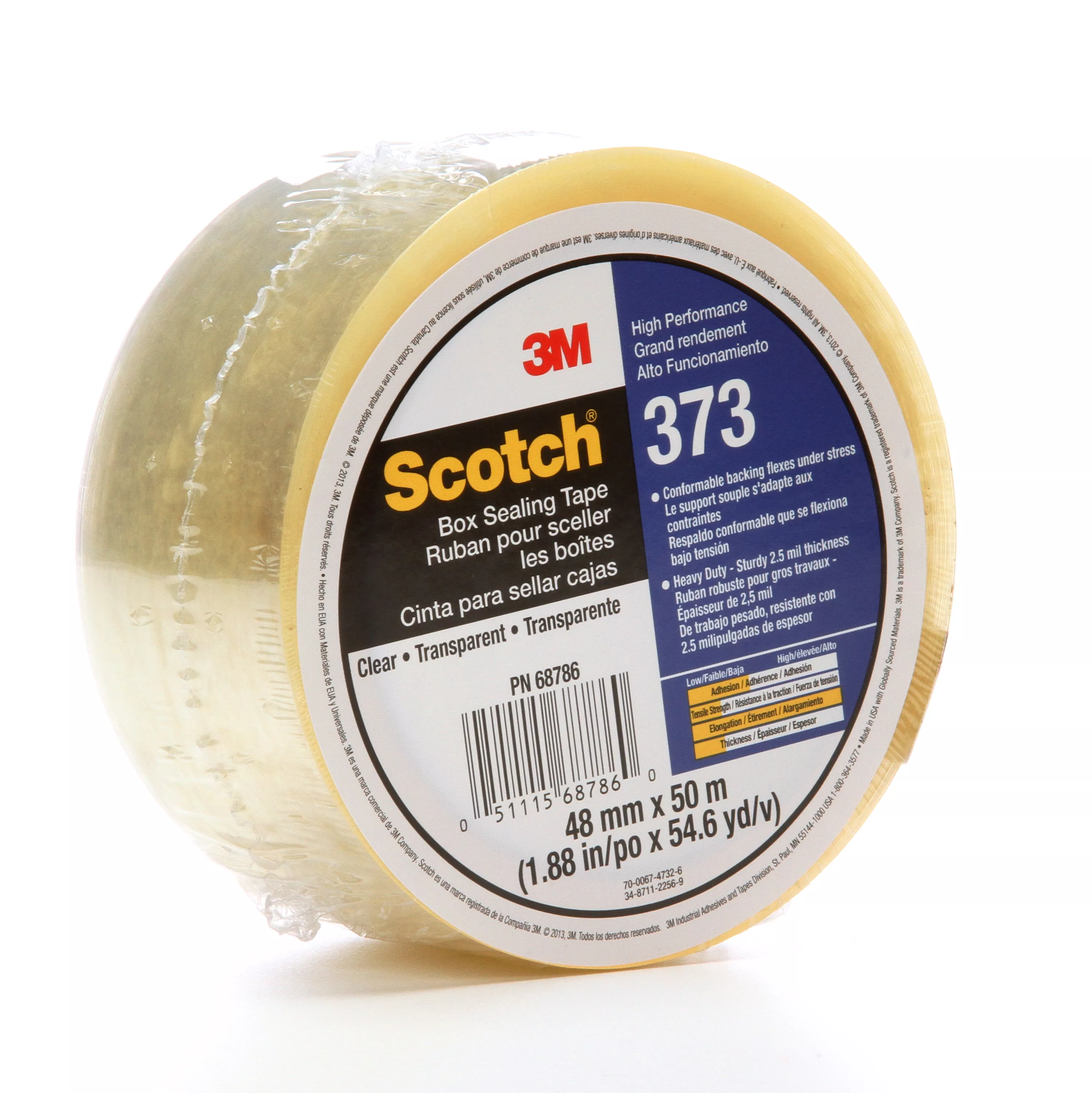 Scotch® Box Sealing Tape 373, Clear, 48 mm x 50 m, 36/Case, Individually
Wrapped Conveniently Packaged