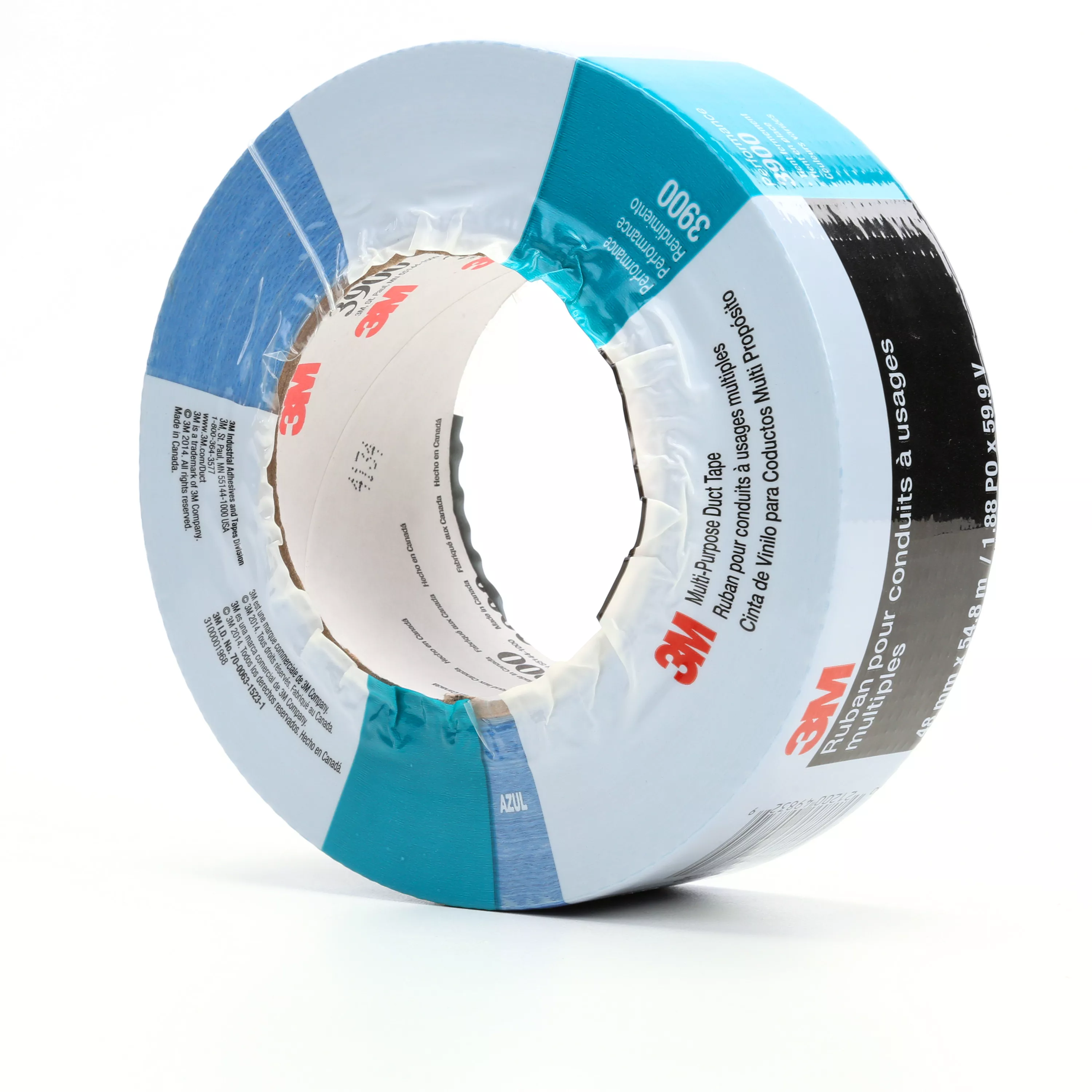 3M™ Multi-Purpose Duct Tape 3900, Blue, 48 mm x 54.8 m, 7.6 mil, 24
Roll/Case, Individually Wrapped Conveniently Packaged