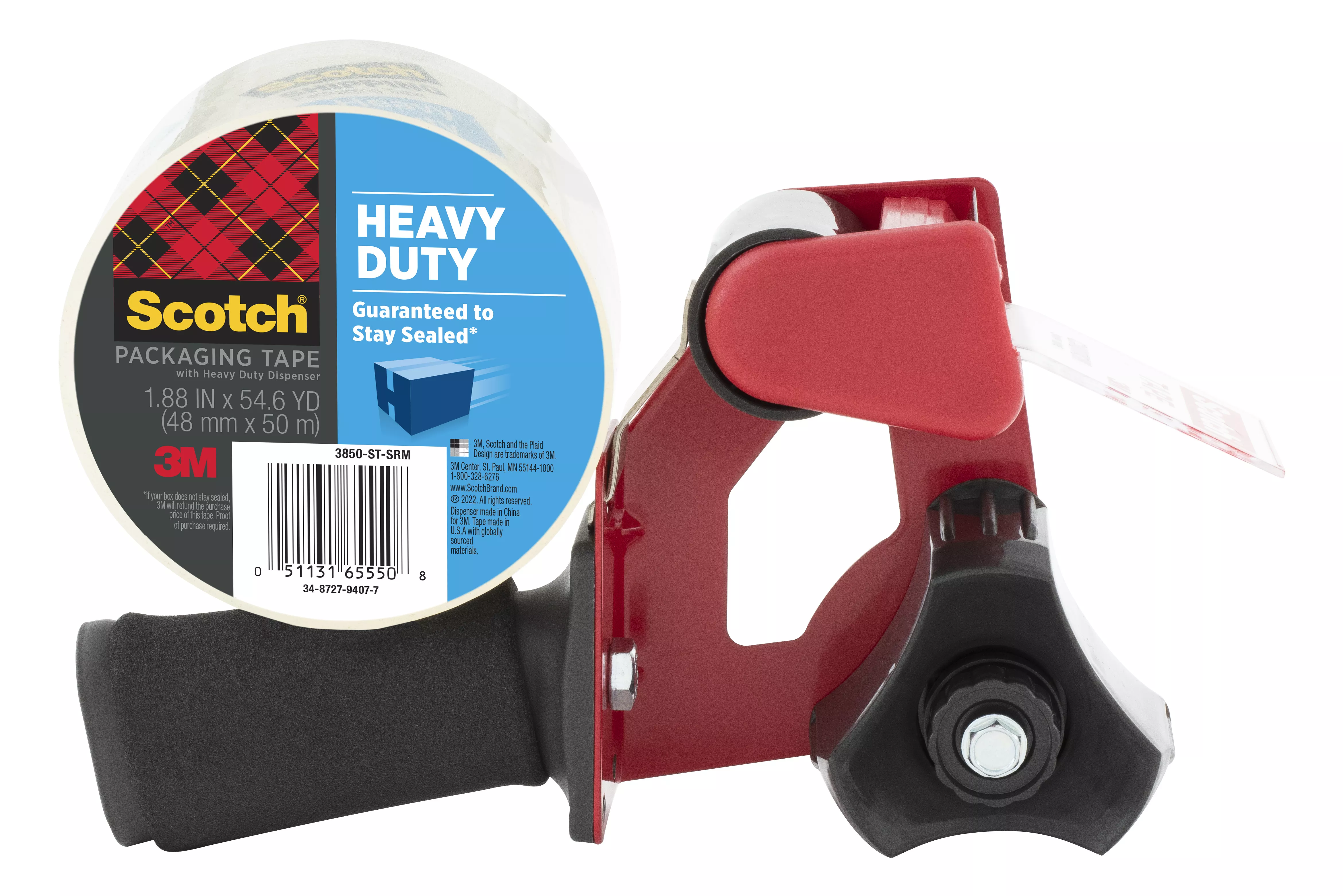 Scotch® Heavy Duty Packaging Tape Dispenser ST-181, Foam Handle with
Retractable Blade