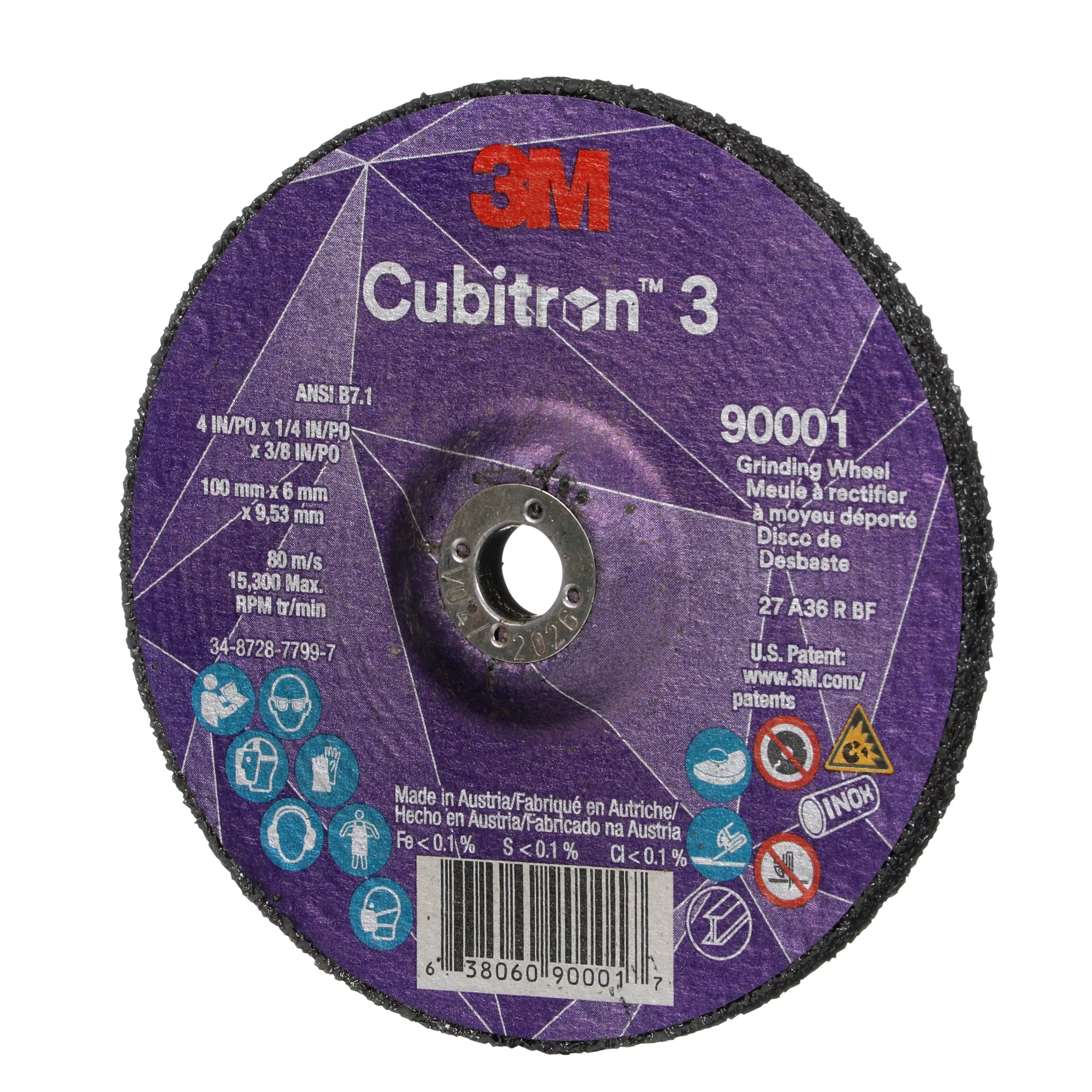 SKU 7100303965 | 3M™ Cubitron™ 3 Depressed Center Grinding Wheel