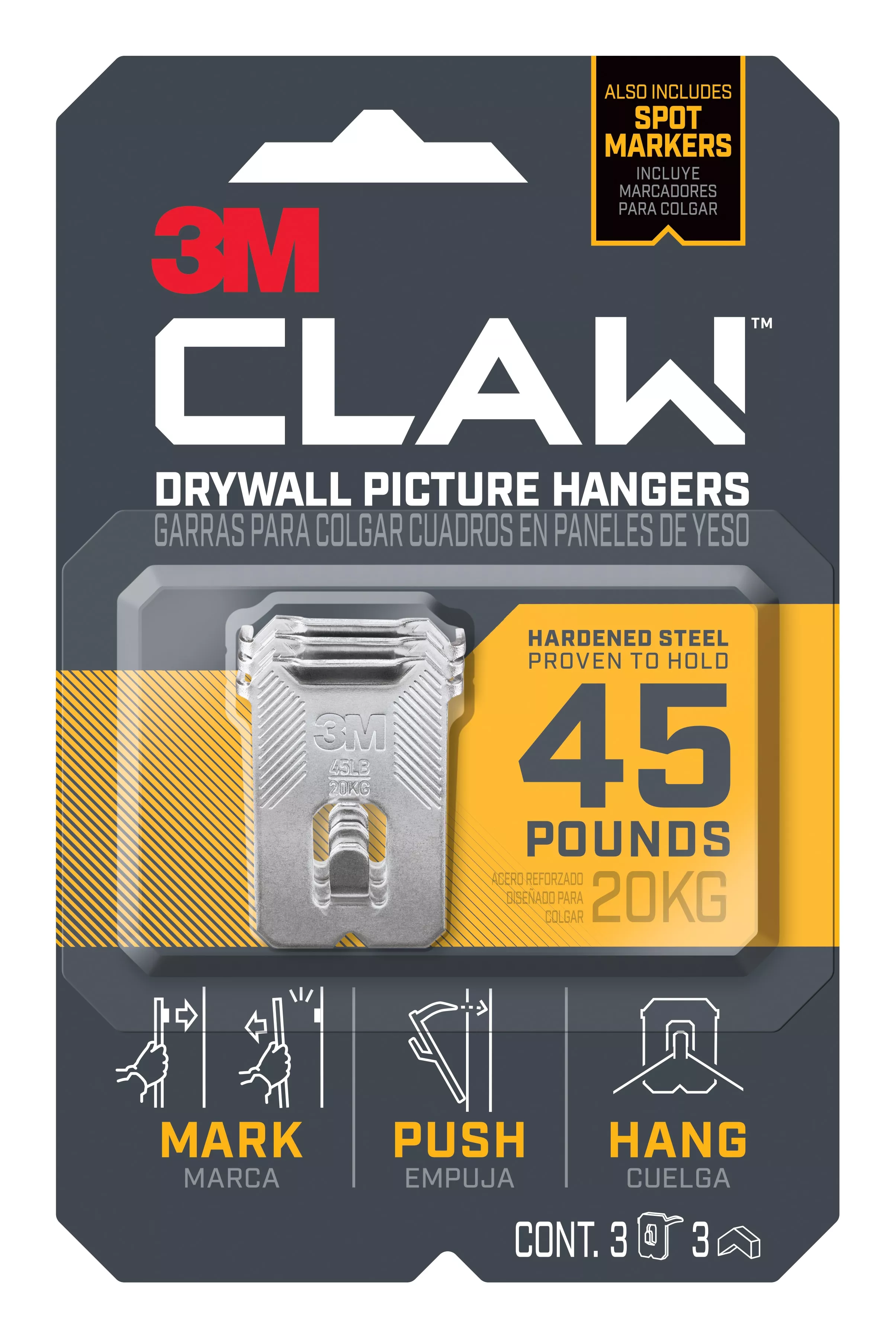 UPC 00638060661598 | 3M CLAW™ Drywall Picture Hanger 45 lb with Temporary Spot Marker 3PH45M-3EF