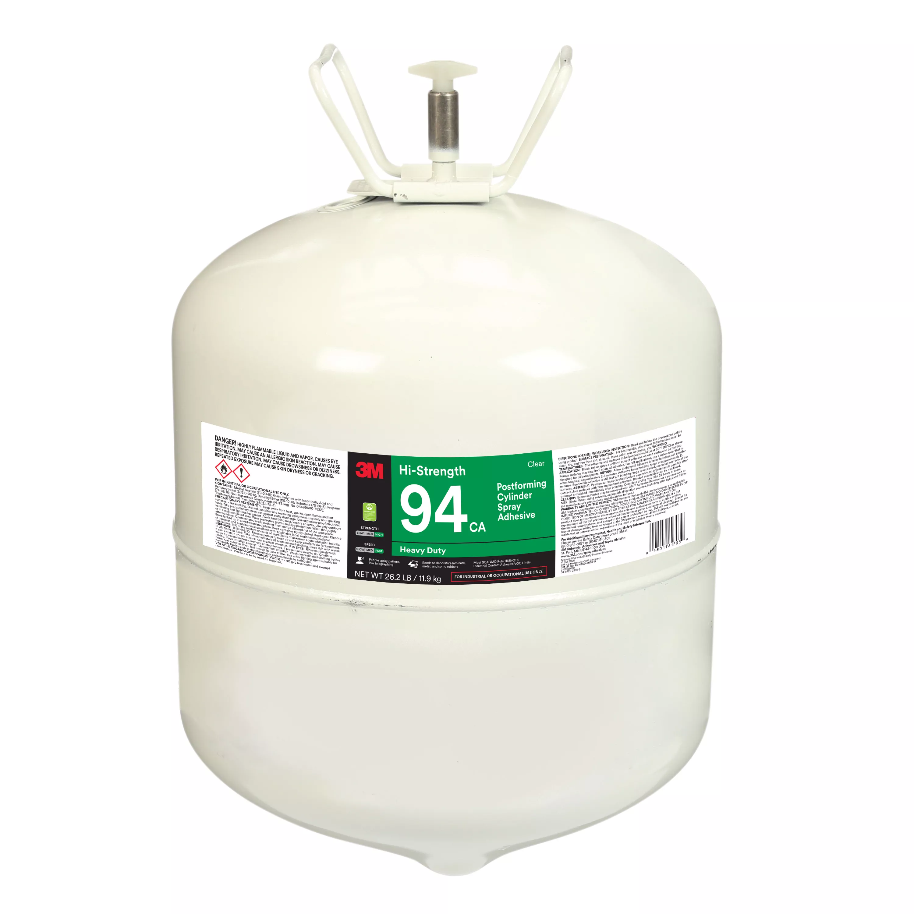 3M™ Hi-Strength Postforming 94 CA Cylinder Spray Adhesive, Clear, Large
Cylinder (Net Wt 26.2 lb), Case