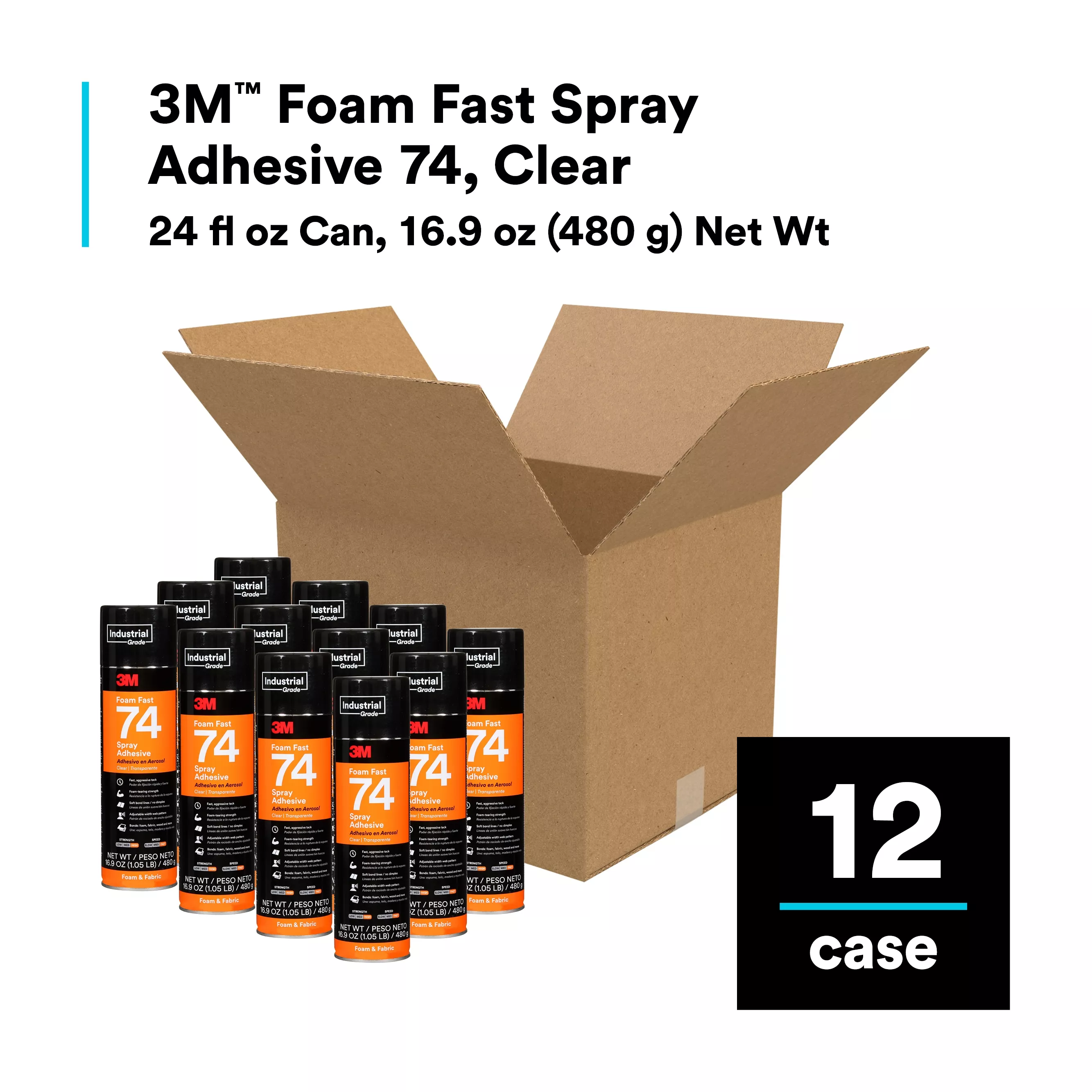 SKU 7000121435 | 3M™ Foam Fast Spray Adhesive 74