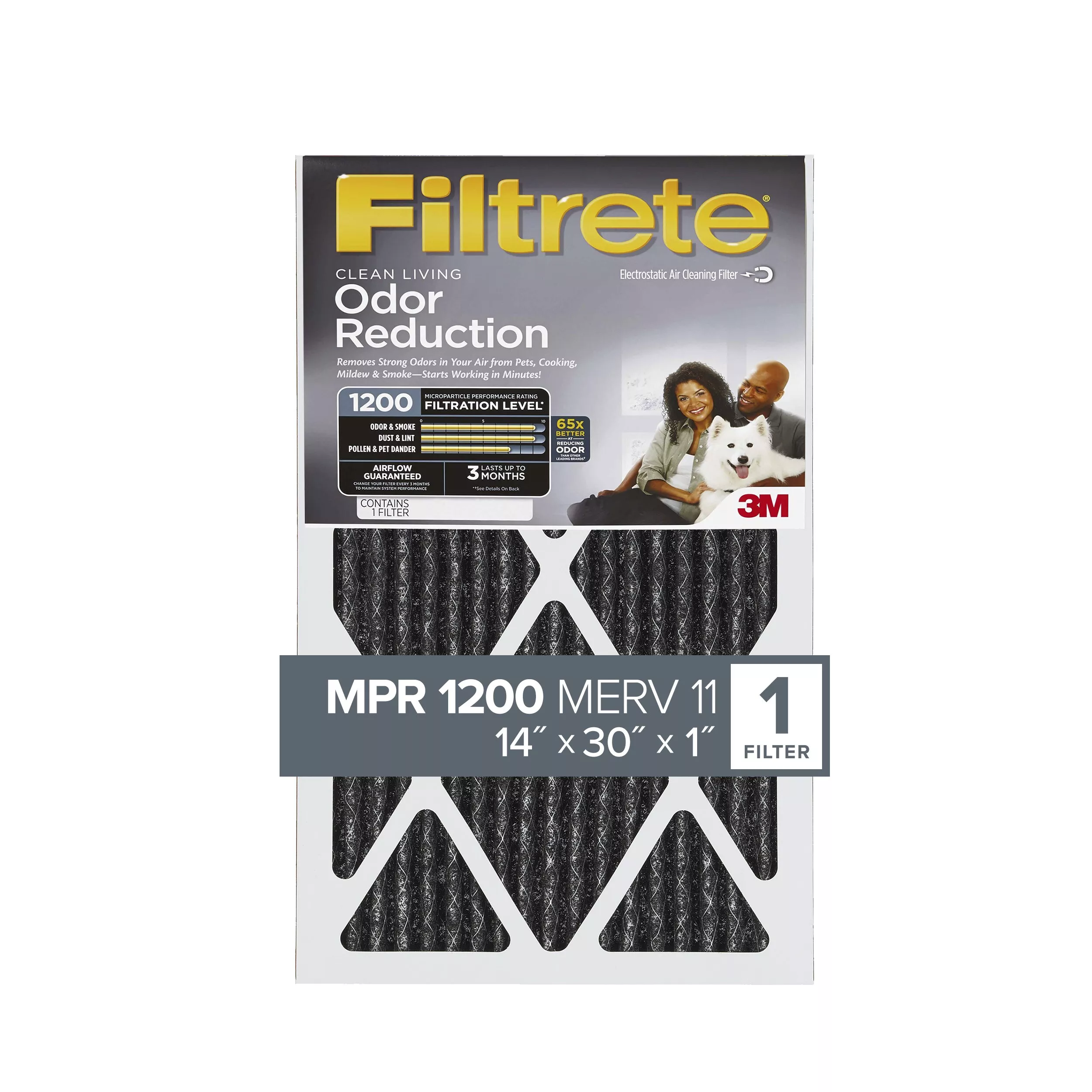 Filtrete™ Home Odor Reduction Filter HOME24-4, 14 in x 30 in x 1 in
(35.5 cm x 76.2 cm x 2.5 cm)