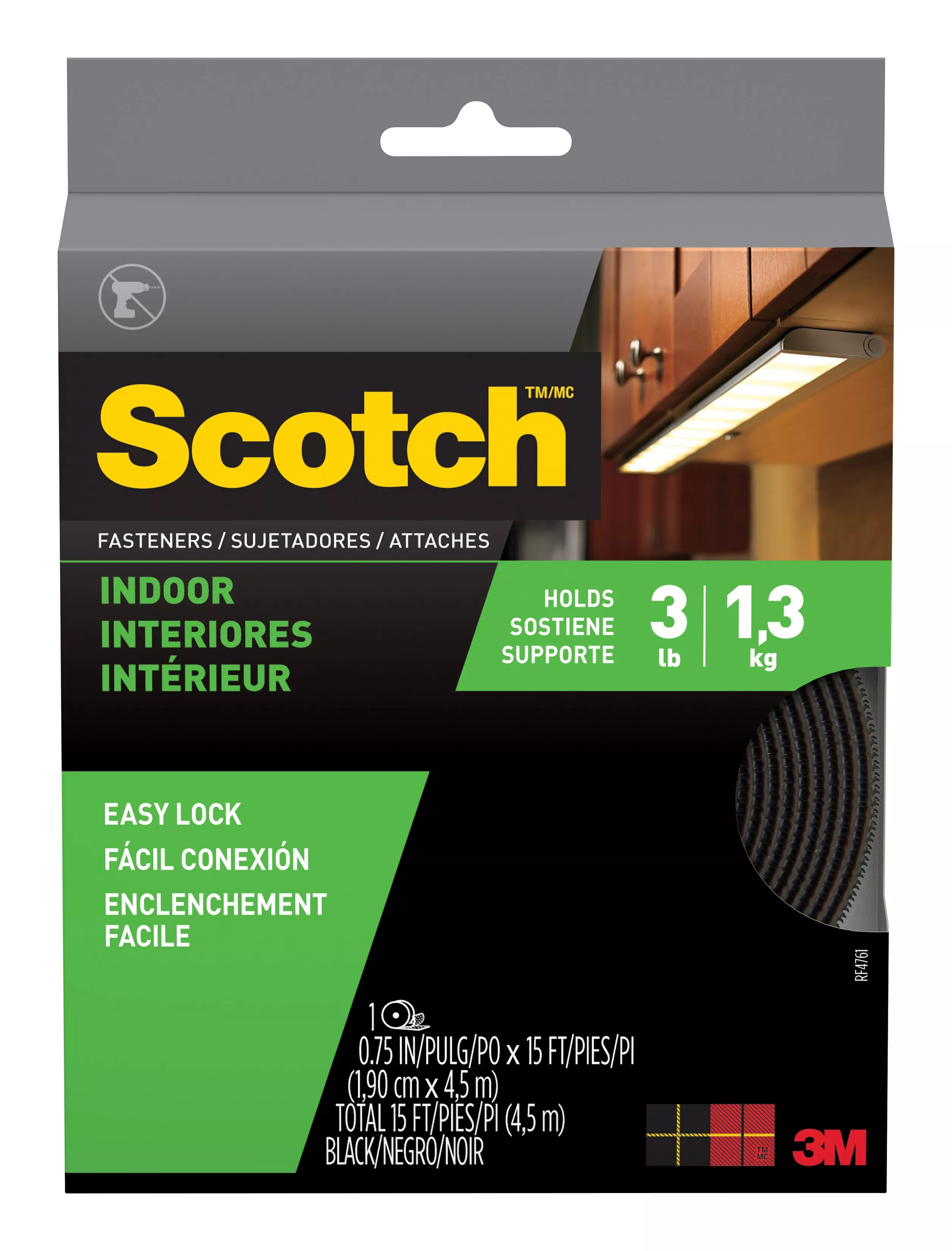 Scotch™ Indoor Fasteners RF4761, 3/4 in x 15 ft (19 mm x 4,57 m) Black 1
Set of Strips