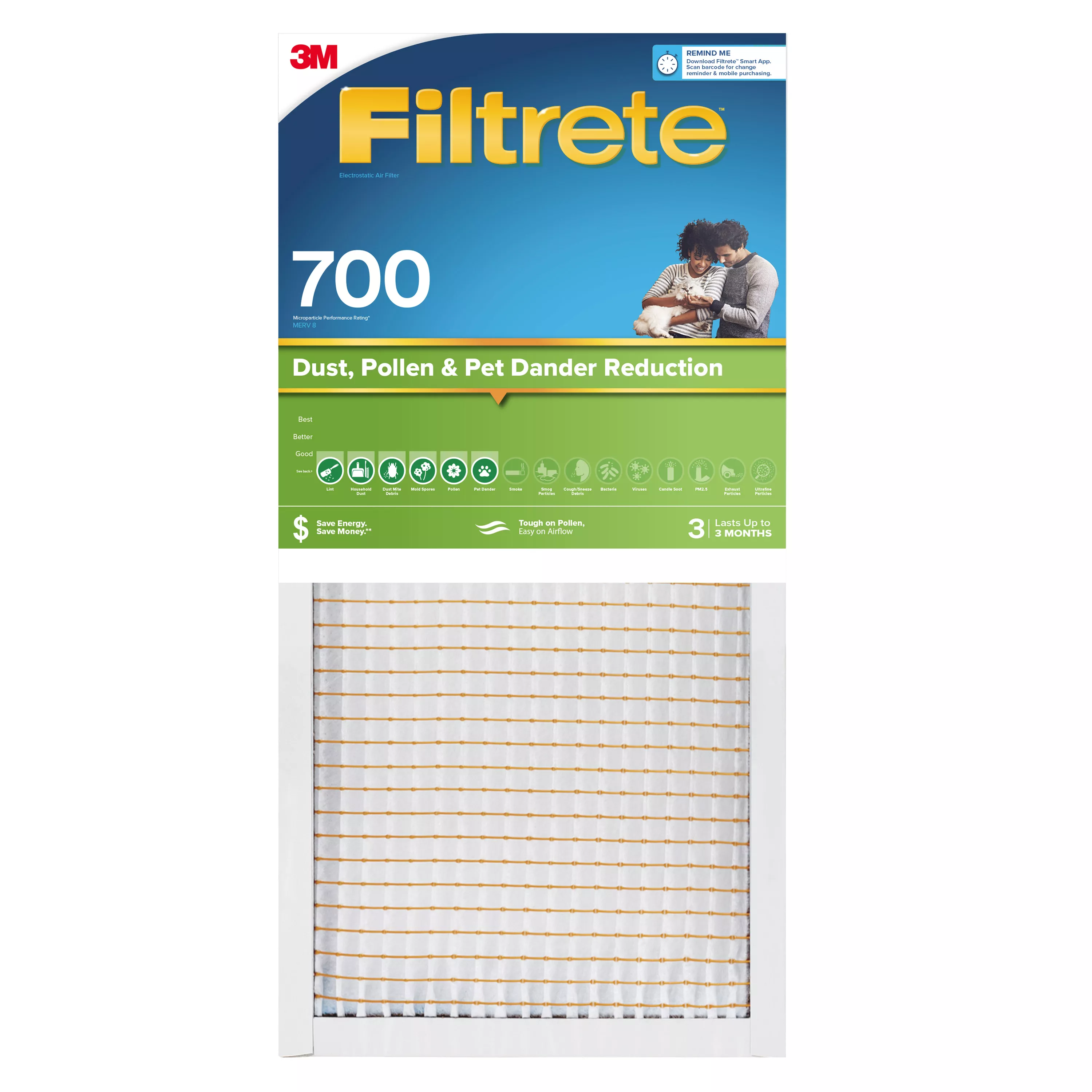 Filtrete™ Electrostatic Air Filter 700 MPR 722-4PK-1E, 20 in x 30 in x 1 in (50.8 cm x 76.2 cm x 2.5 cm)
