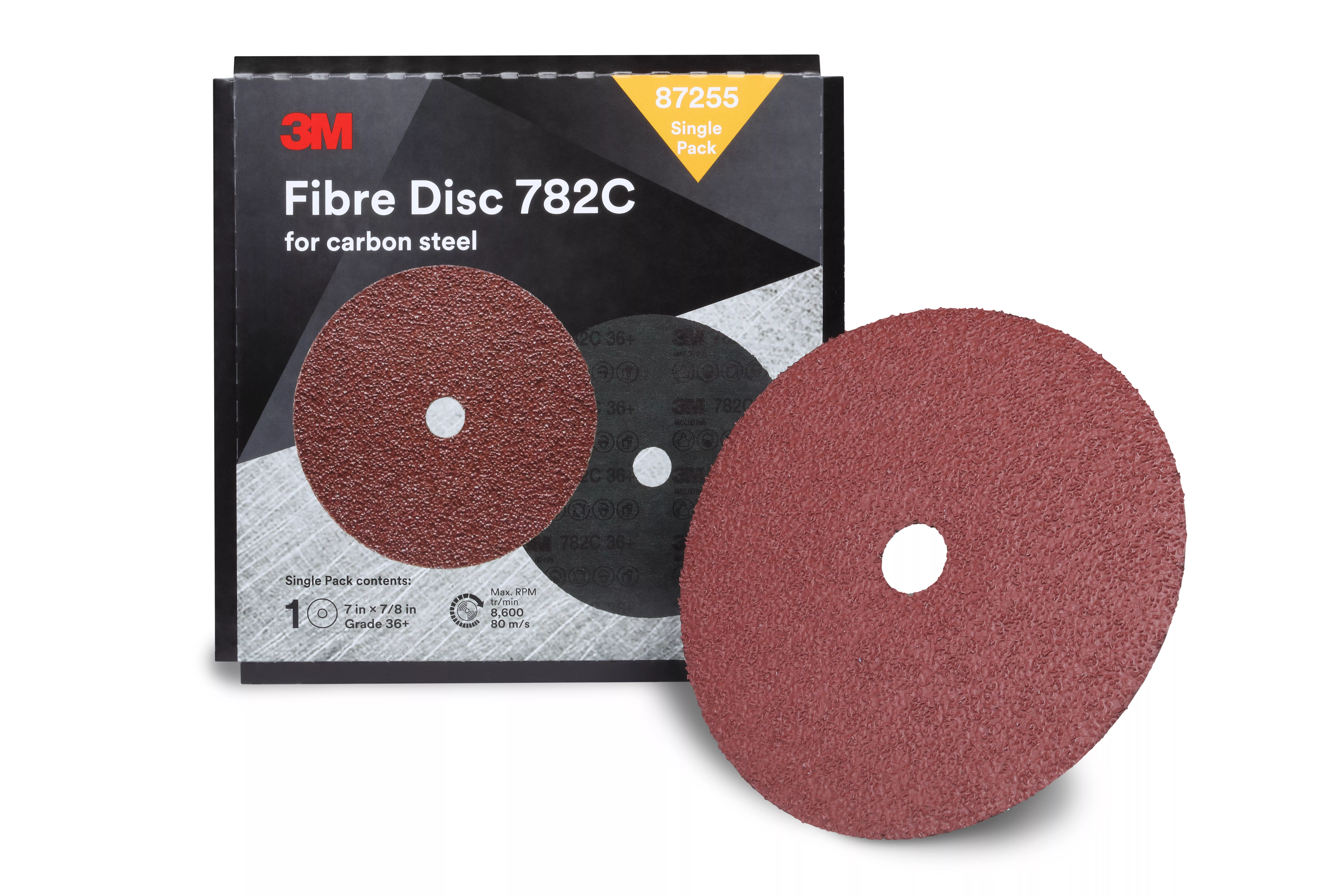 3M™ Fibre Disc 782C, 7 in x 7/8 in, 36+, Trial Pack, 10 ea/Case