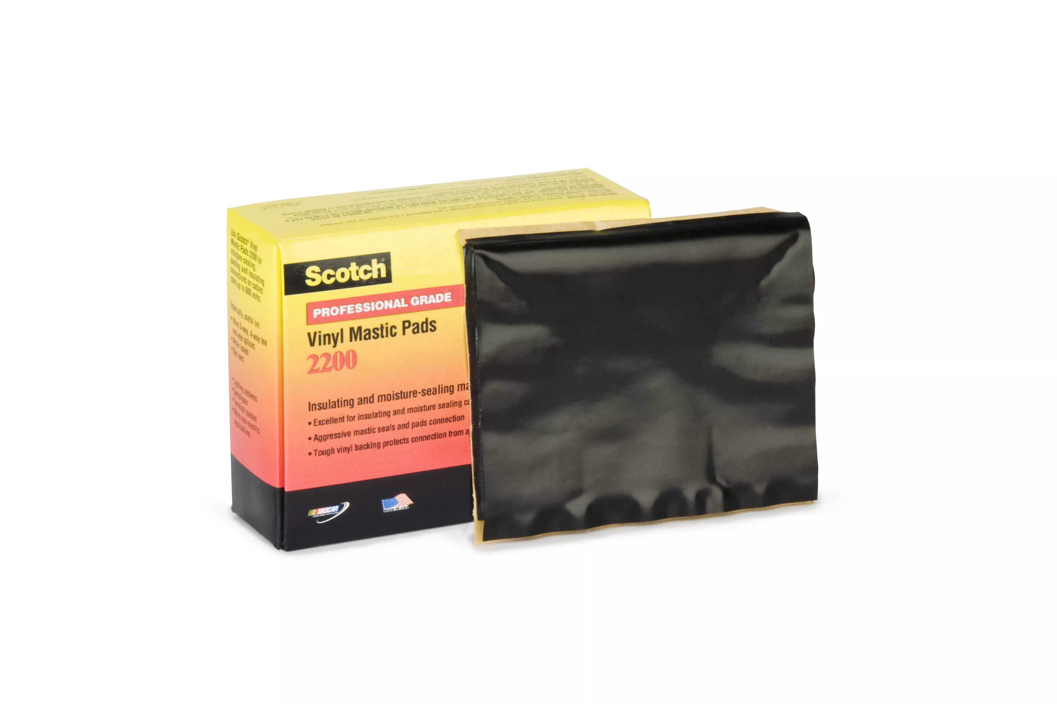 Scotch® Vinyl Mastic Pad 2200, 2-1/2 in x 8-1/2 in, Black, 20
pads/carton, 100 pads/Case