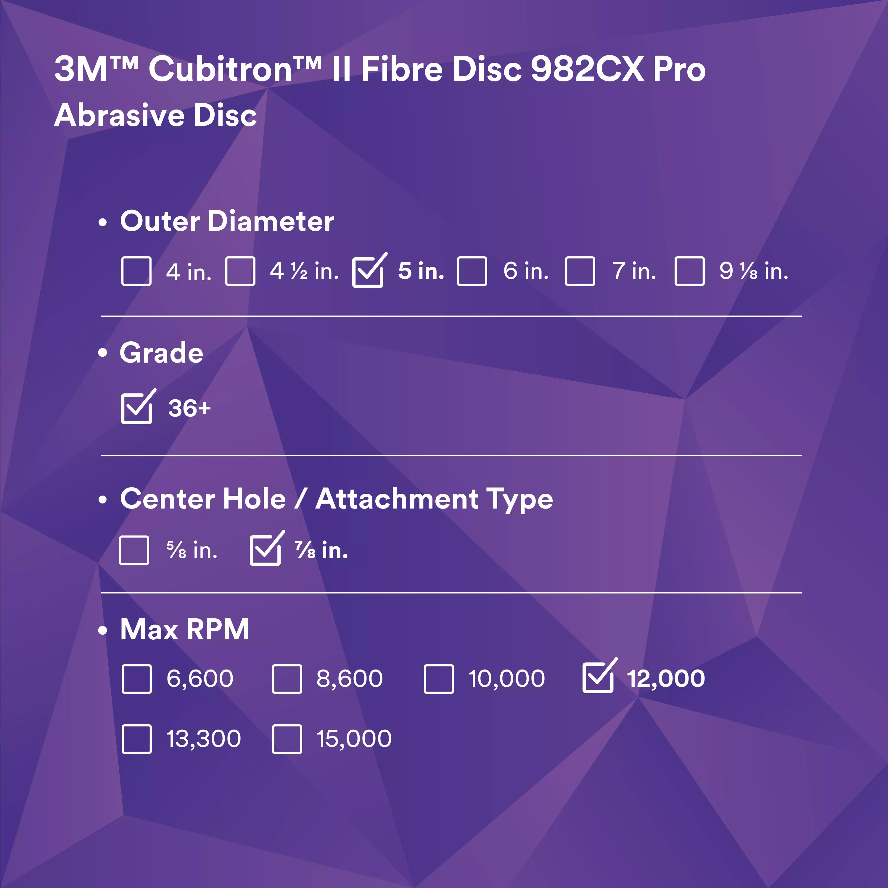 SKU 7100242887 | 3M™ Cubitron™ II Fibre Disc 982CX Pro