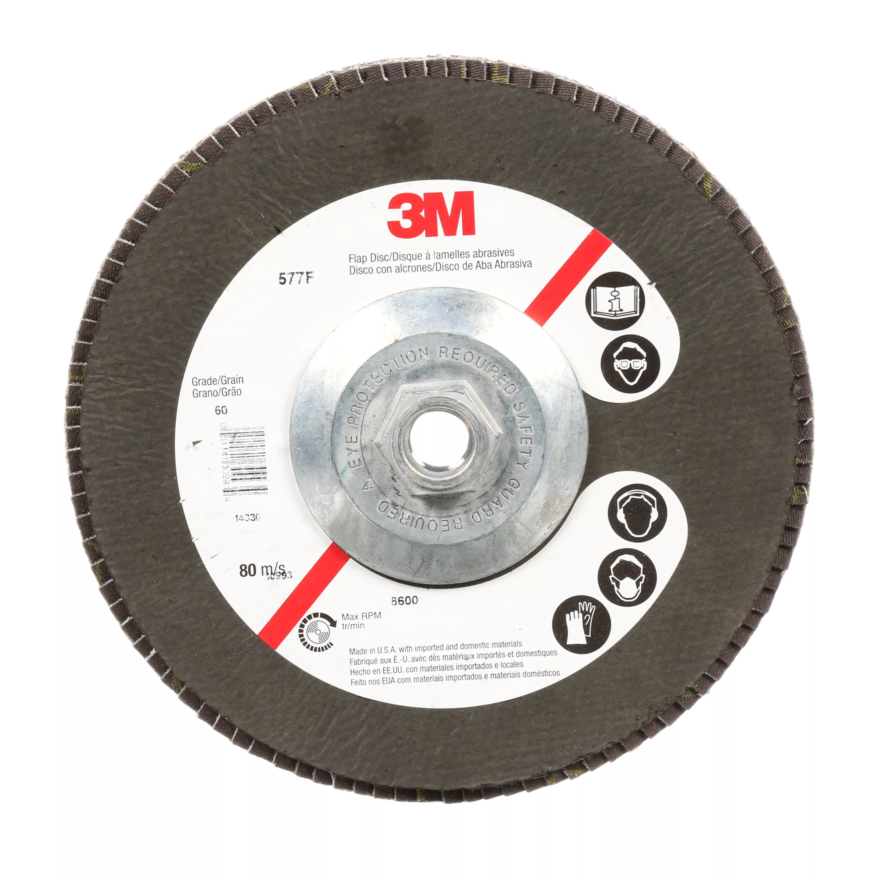 3M™ Flap Disc 577F, 80, T29 Quick Change, 4-1/2 in x 5/8 in-11, 10
ea/Case