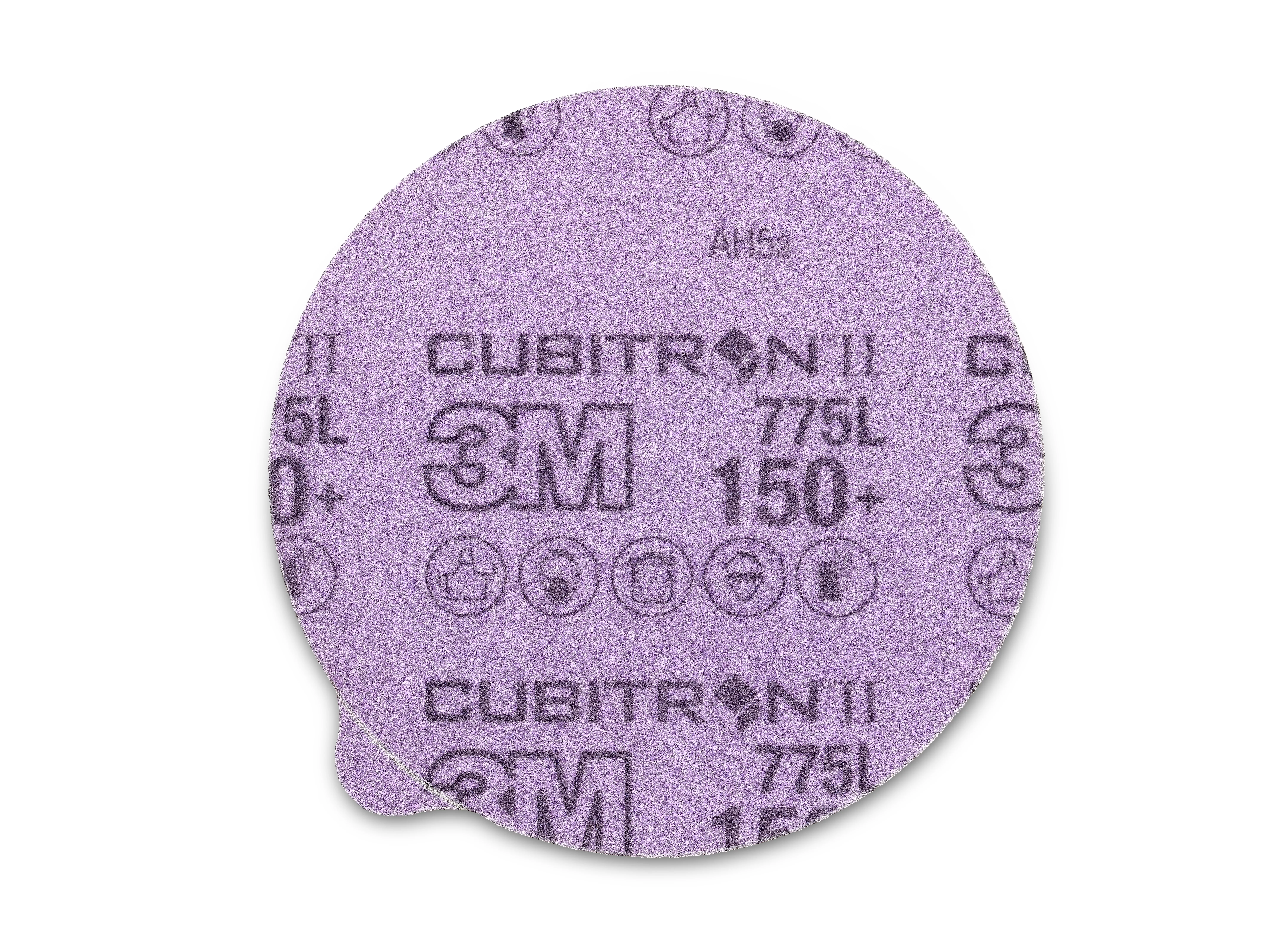 3M™ Cubitron™ II Stikit™ Film Disc 775L, 150+, 6 in x NH, Linered w/Tab,
Die 600Z, 50/Carton, 250 ea/Case