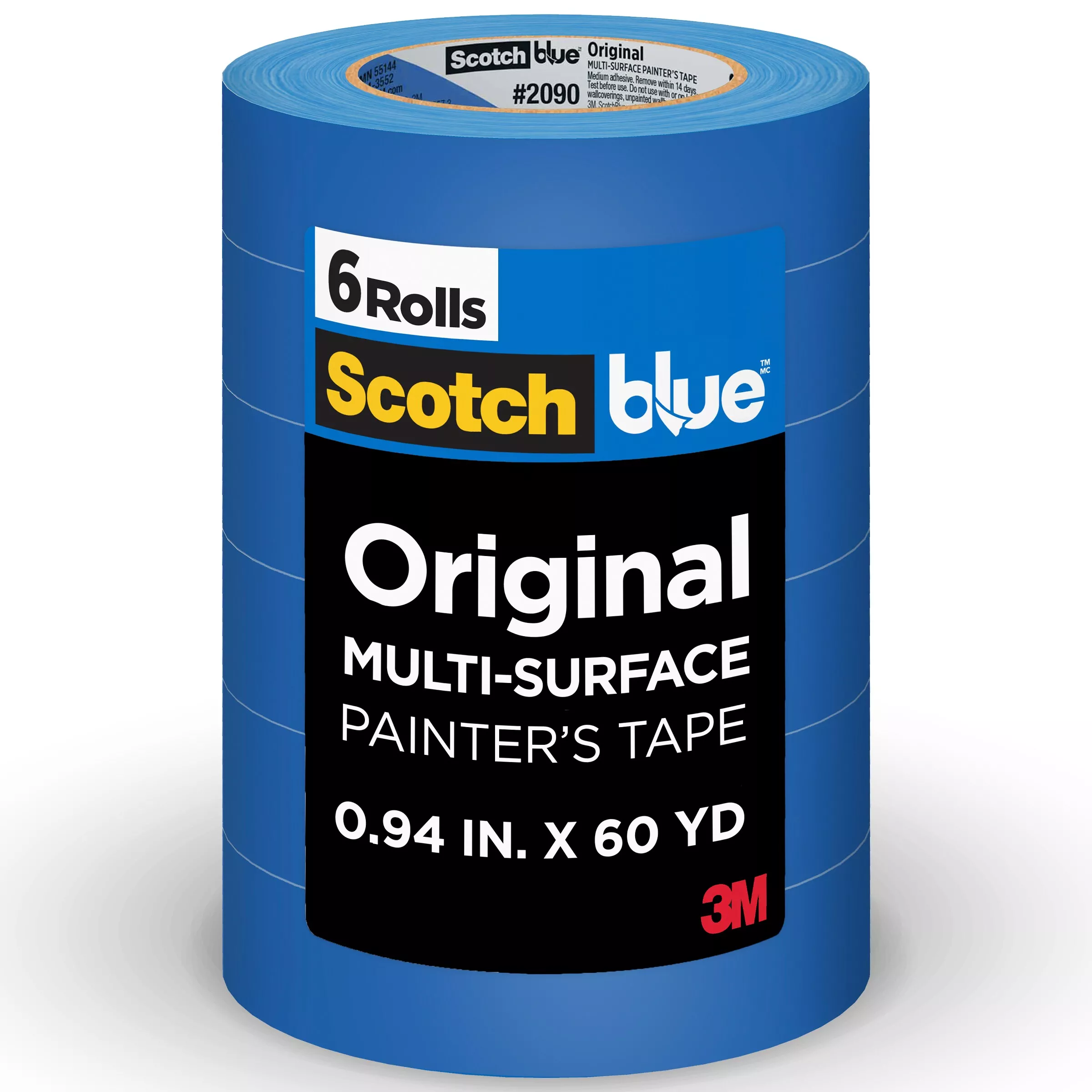 ScotchBlue™ Original Painter's Tape 2090-24EP6, 0.94 in x 60 yd (24mm x 54,8m), 6 rolls/pack
