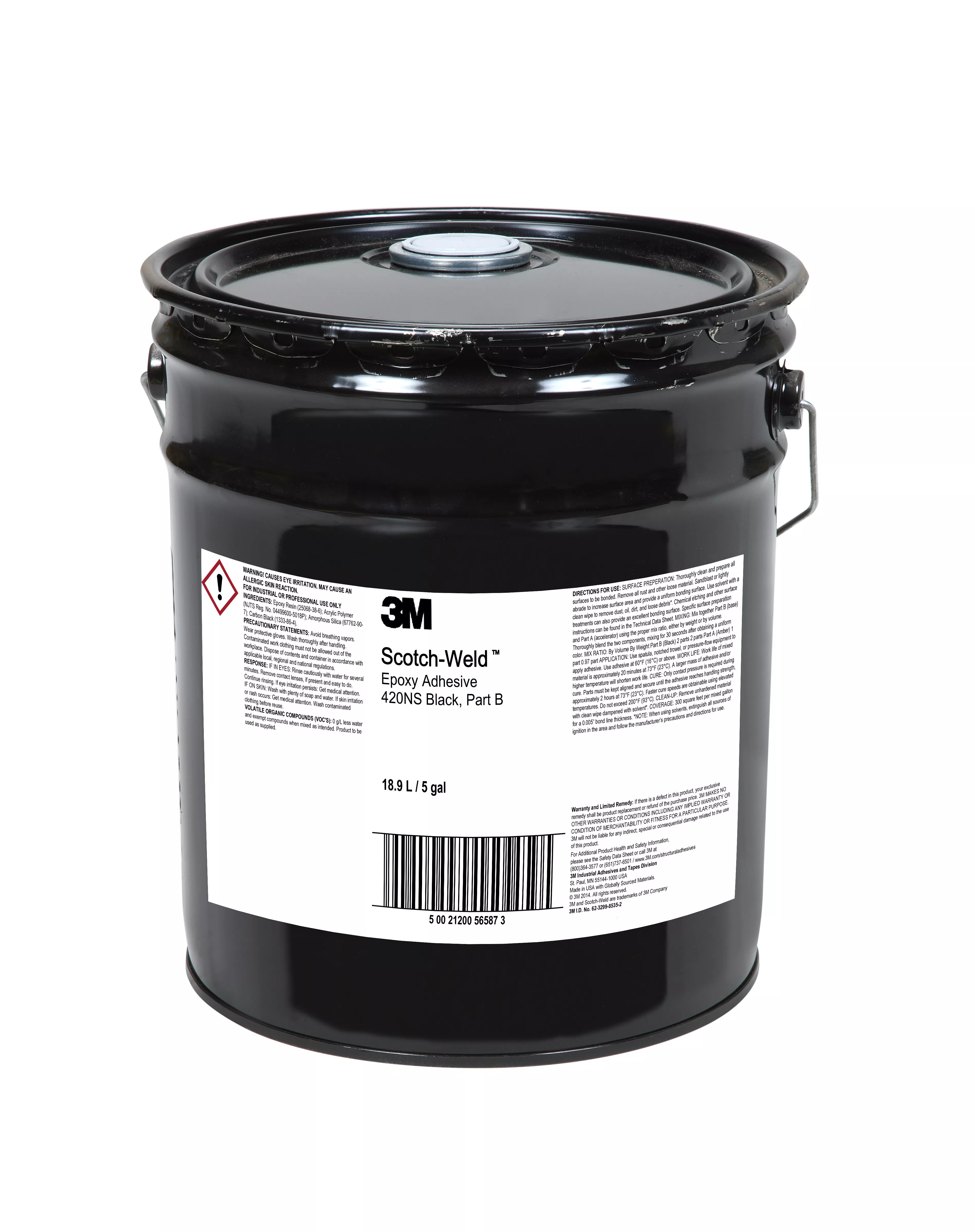 3M™ Scotch-Weld™ Epoxy Adhesive 420NS WS, Black, Part B, 5 Gallon
(Pail), Drum