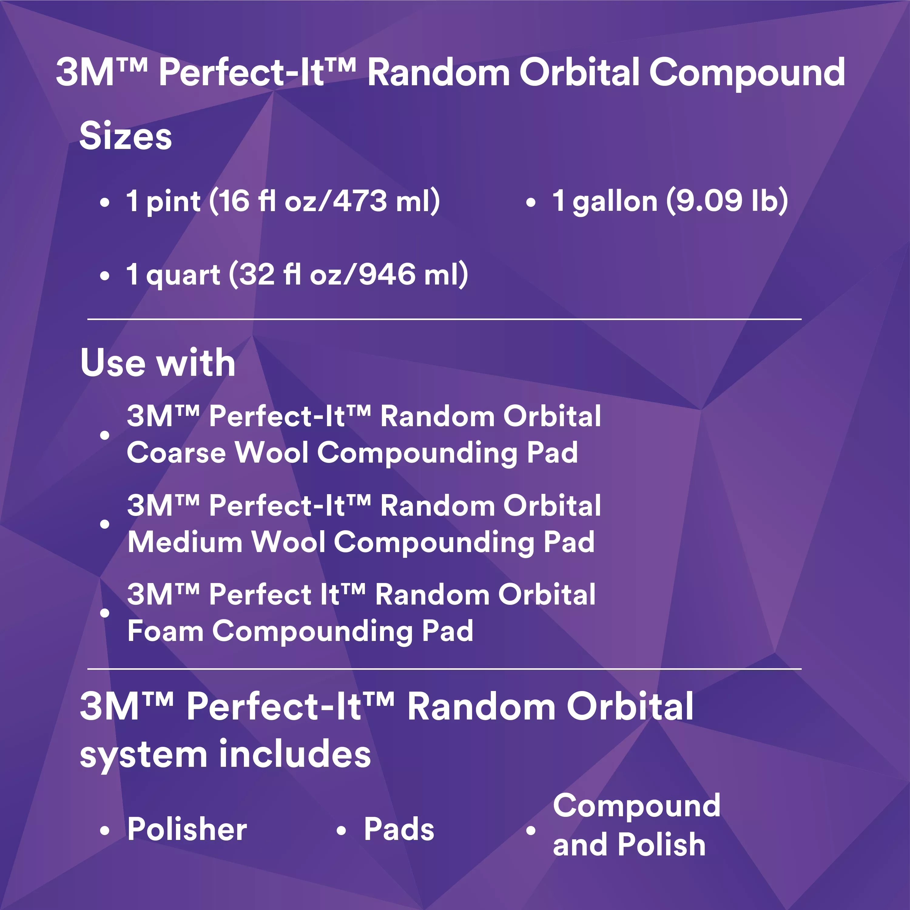 SKU 7100270078 | 3M™ Perfect-It™ Random Orbital Compound 34131